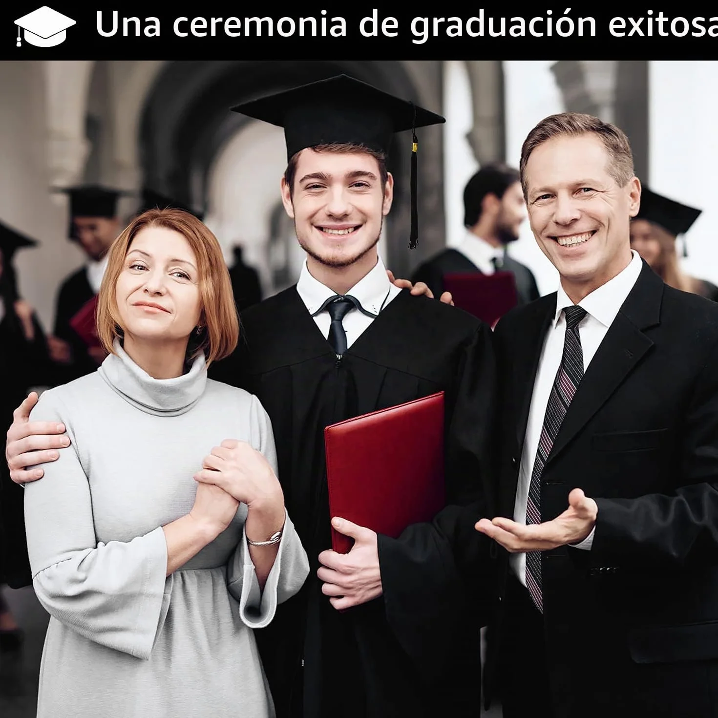 KEELYY Sombrero de Graduación, Birrete graduacion Adulto, Sombrero de Graduación Ajustable para Celebrar Graduación, 4 Colores - Negro