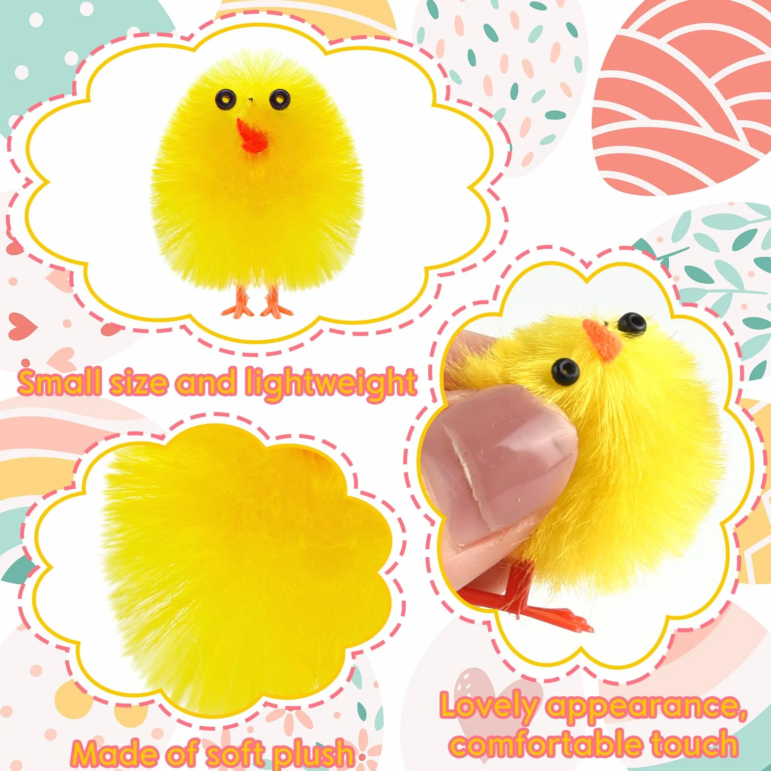 PLULON 36 Piezas Pollitos Amarillos de Pascua, Pollitos Esponjosos de Felpa para Decoración de Huevos, Fiestas de Búsqueda de Huevos y Detalles de Pascua