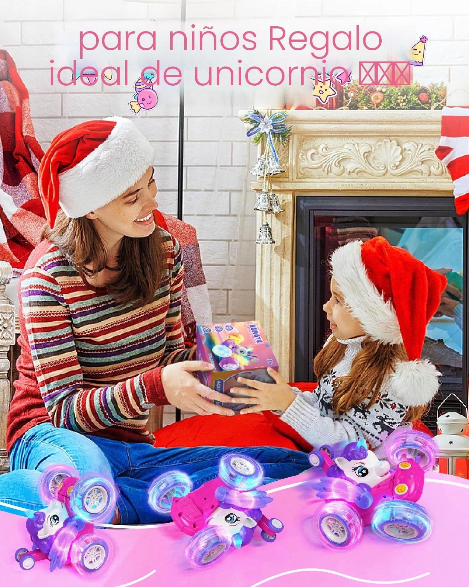 Kiztoys Unicorn Coche Teledirigido - Coches de Juguete para Niñas de 3 4 5 6 Años, Unicornio Teledirigidos Monster Truck con luz LED, Regalo de Juguete para Niñas 3+ Años