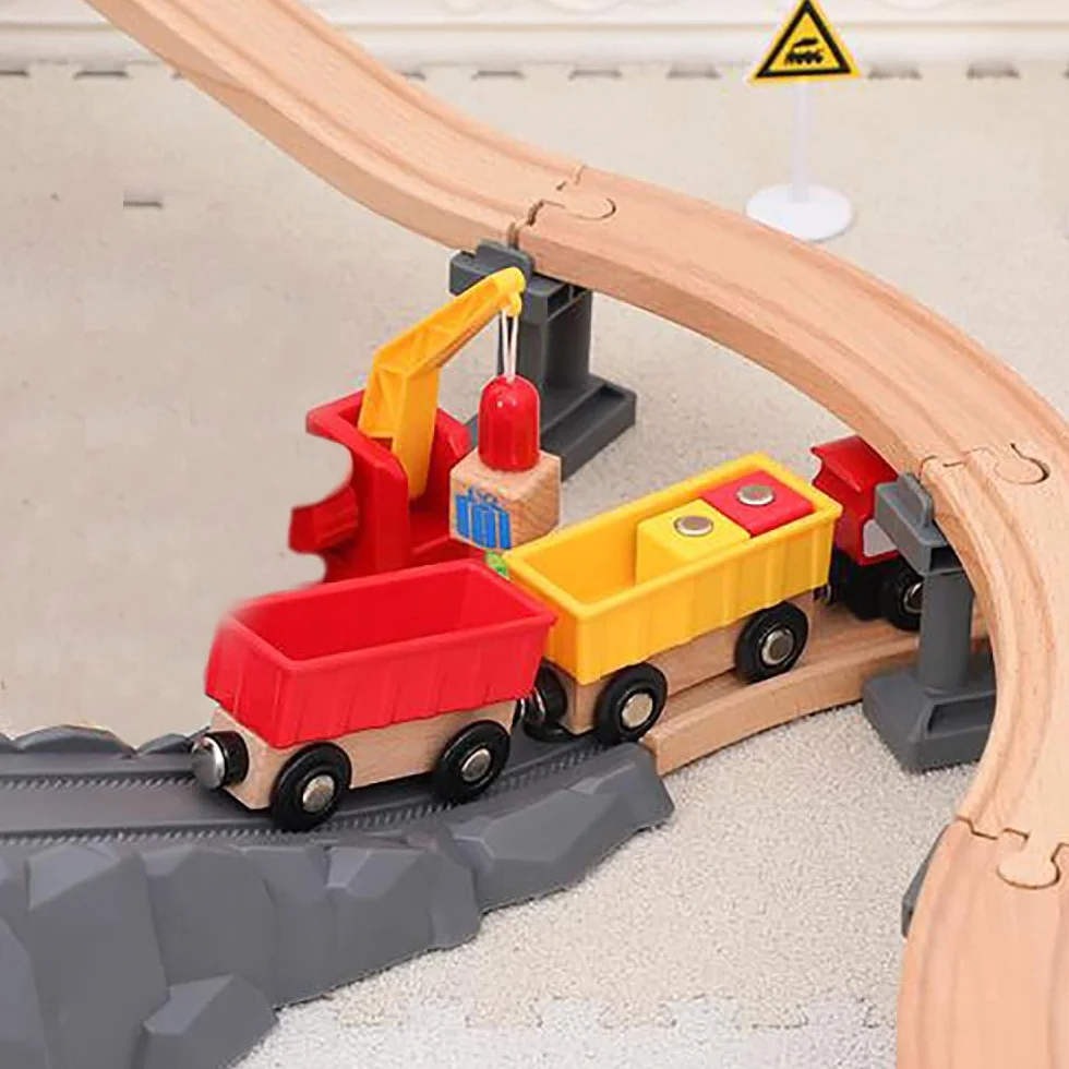 Puentes de tren de madera, puente de viaducto, accesorios de vías de tren de madera, vías de tren de madera, vías de tren compatibles con todas las principales marcas, juguetes de madera para niñas y