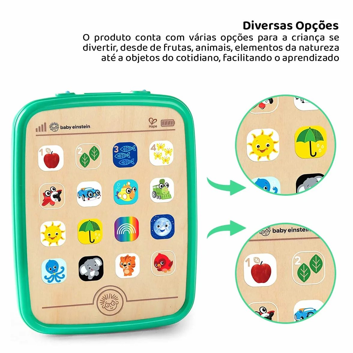 Baby Einstein, Hape Tableta táctil Madera Magic Touch , 6+ Meses