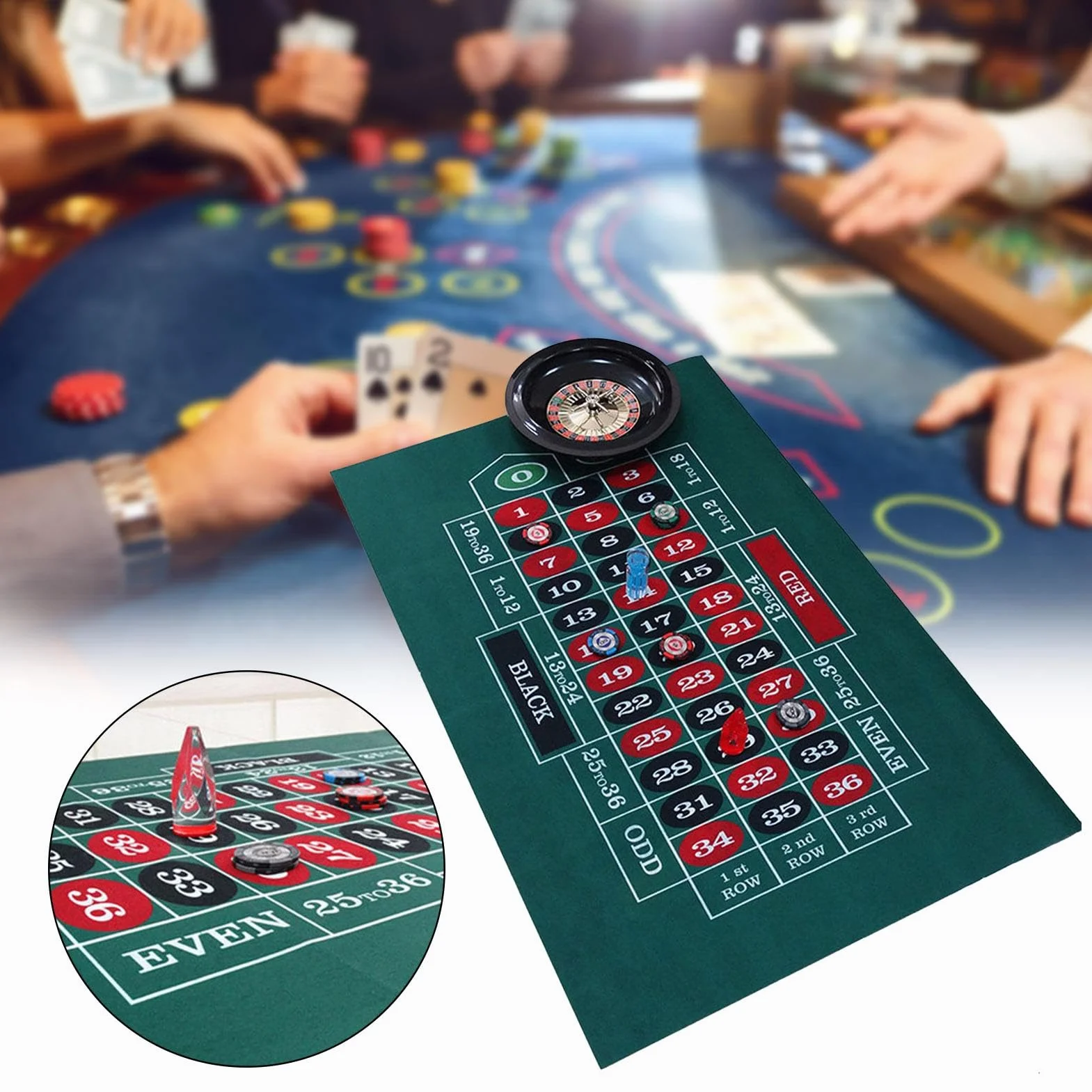 Diseño de Mesa de Casinos de Doble Cara, tapete de Mesa Disponible para Blackjack y Texas Hold'em, tapete para Juegos con diseño de Mesa de Ruleta, Accesorios para Juegos de Cartas, 60x90cm