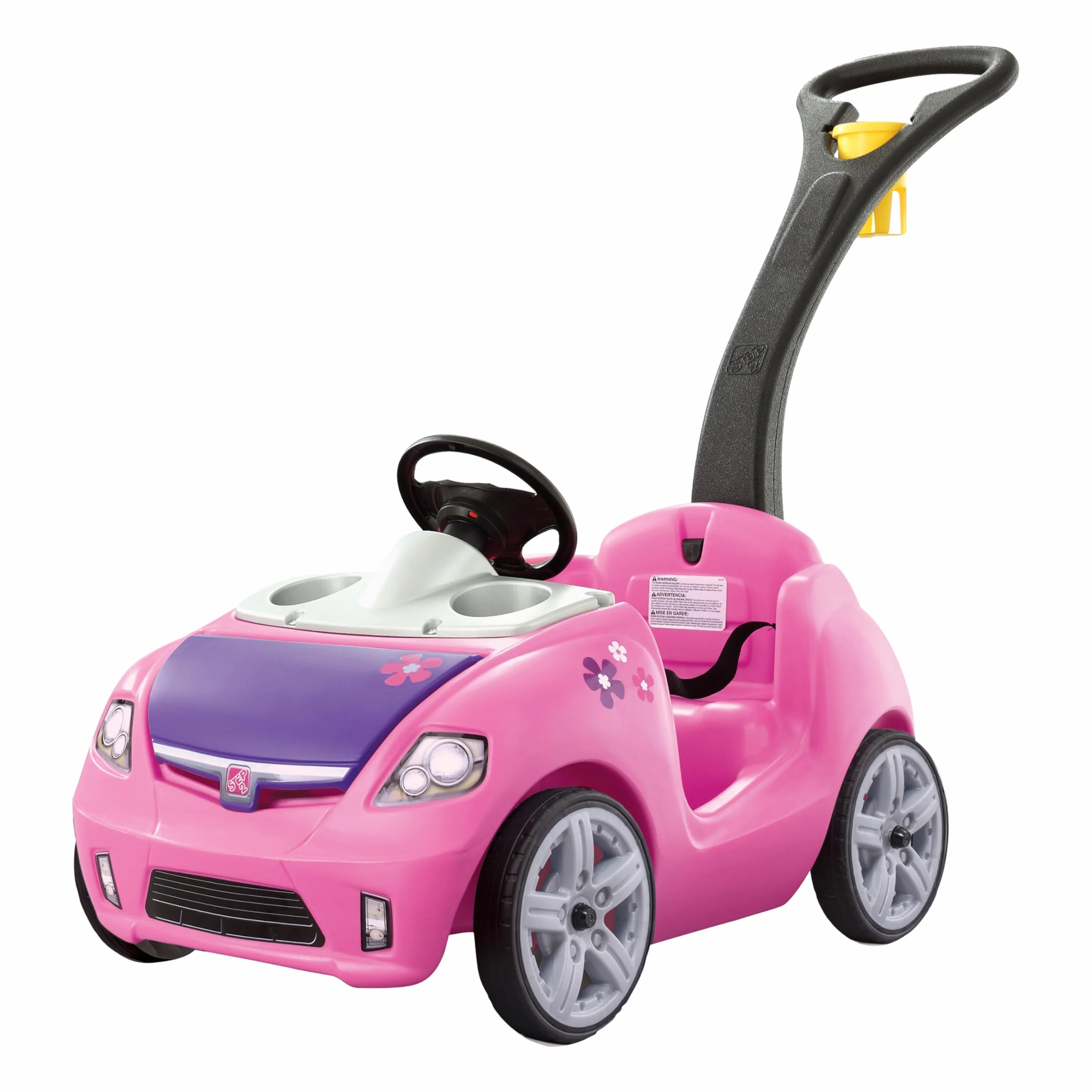Step2 Whisper Ride Coche para ninos en Rosa | Carro Infantil con Barra de Empuje | Vehiculo para ninos/Juguete a Partir de 1.5 Anos