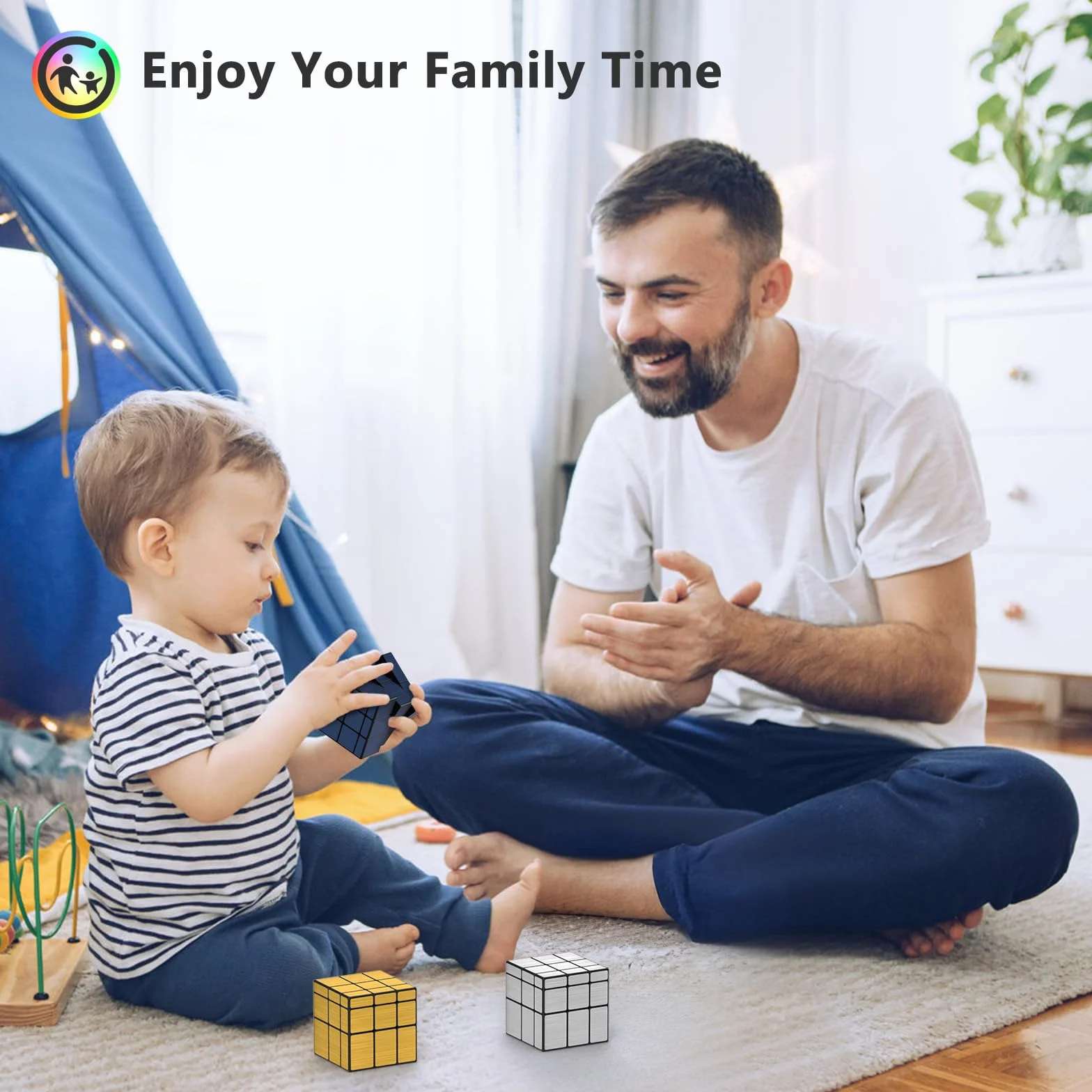 Vdealen Speed Cubo Magico 3x3x3 Mirror Magic Cube, Liso Espejo Cubo de Velocidad para Principiantes y Usuarios Avanzados, Regalo para Niños Adolescentes Adultos(Oro)