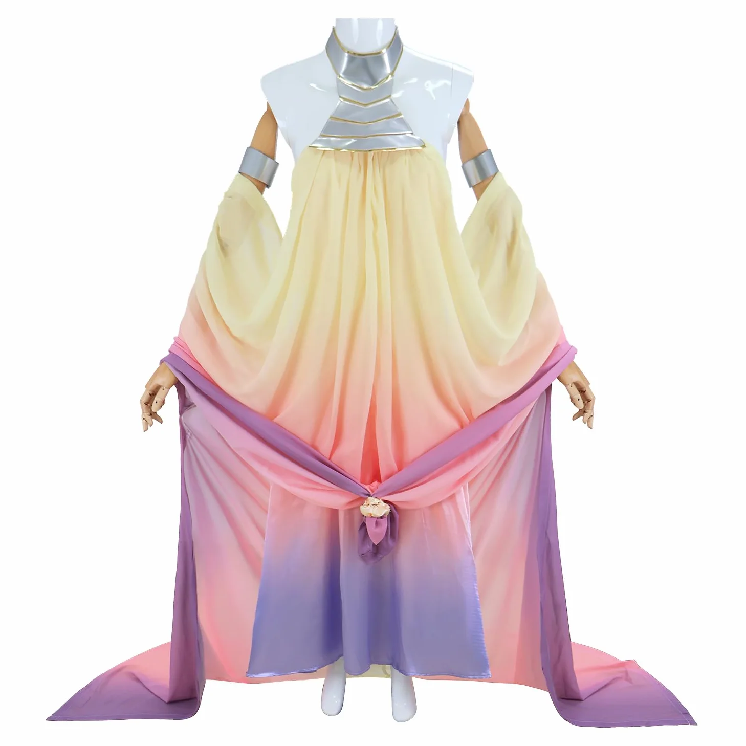 Generisch Padme Amidala - Disfraz de Padme Amidala Rosa y Púrpura Vestido Halloween Carnaval Fiesta Espacial Reina