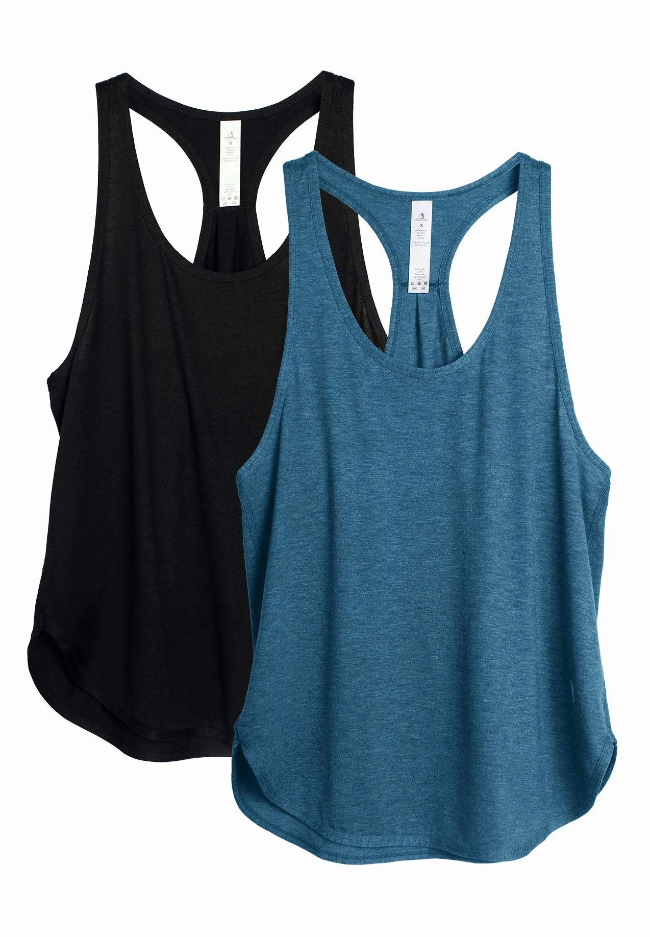icyzone Camiseta sin Mangas de Fitness para Mujer Racerback Chaleco Deportivo