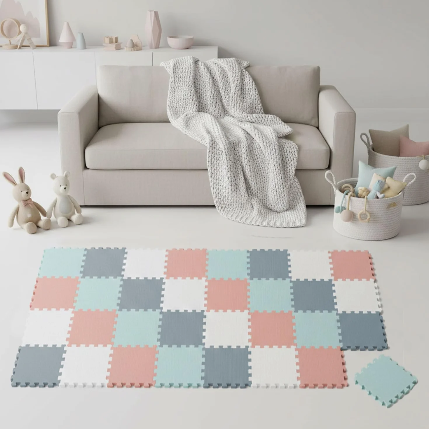 LittleTom 36 Piezas Alfombra Bebé desde el Primer Mes - 30x30 Colchoneta Bebé Suelo - Alfombra Puzzle Bebé - Alfombra Bebe Acolchada Plegable Alfombra Infantil Alfombra Puzzle Bebe Alfombra Niños Foam