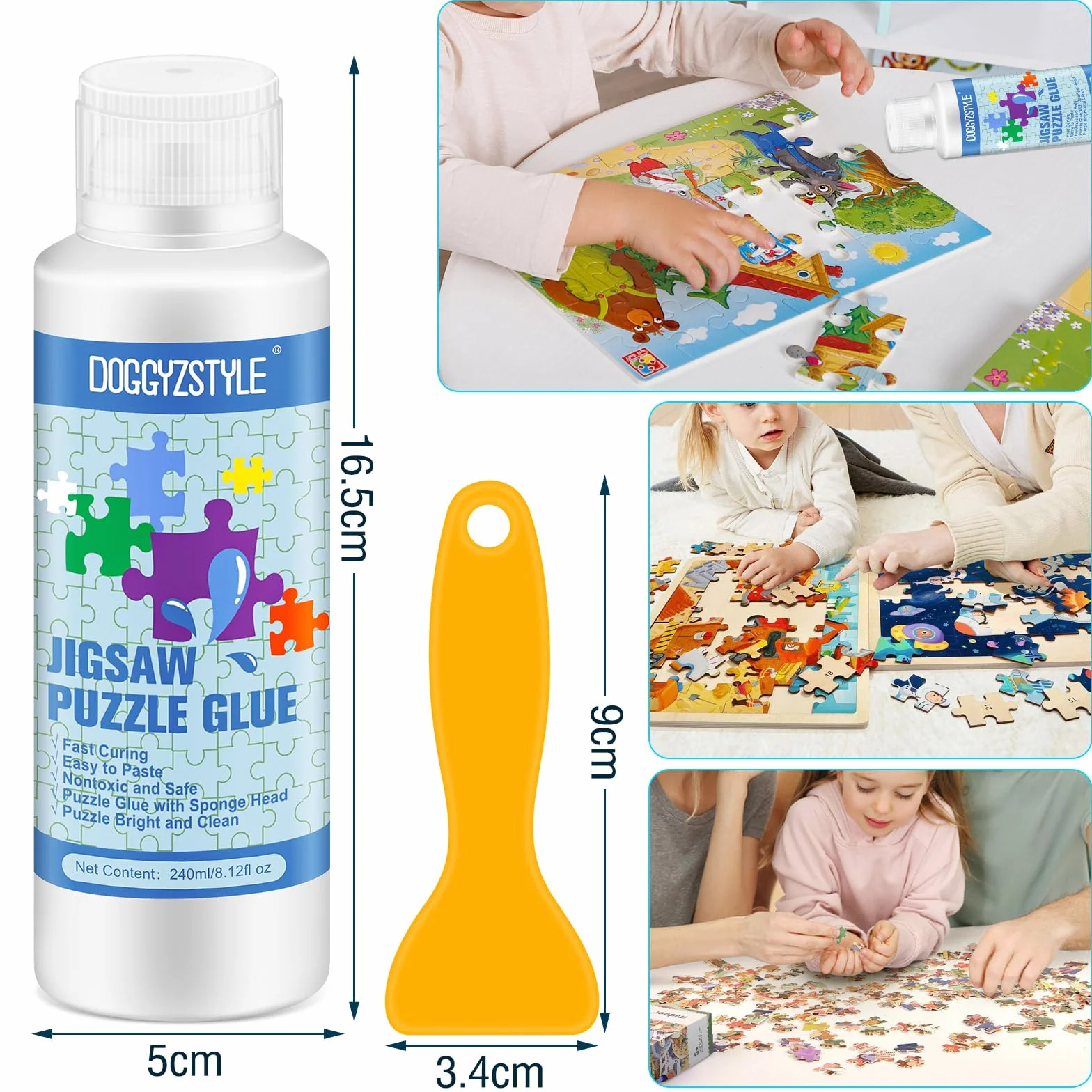 240ML Pegamento Para Rompecabezas Actualizado Con Aplicador,Pegamento Transparente Soluble En Agua Para Rompecabezas Especial Para Manualidades,No Tóxico Y De Secado Rápido,240ML Puzzle Glue