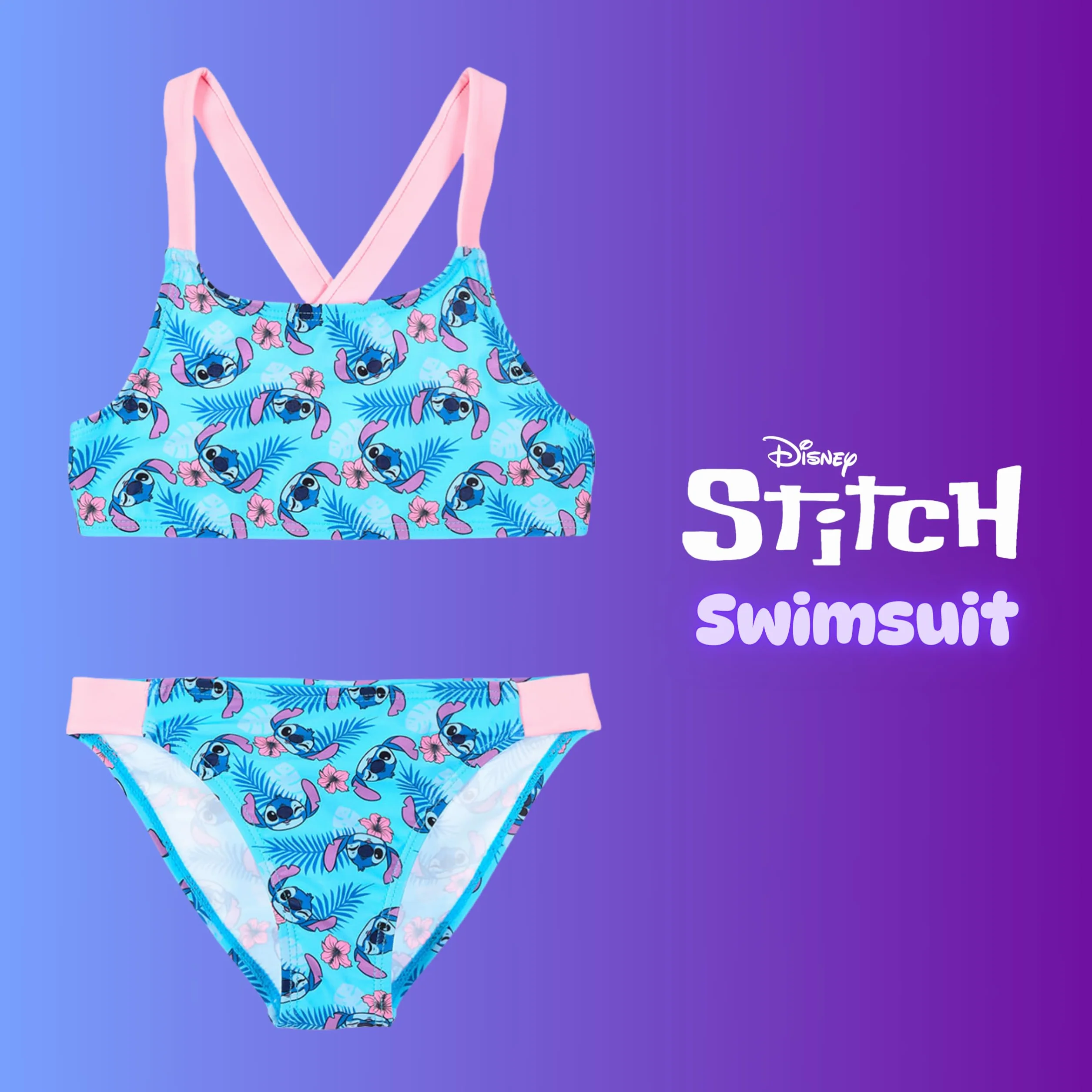Disney Stitch Bikini Niña Bañador Dos Piezas Tallas 6-12 Años