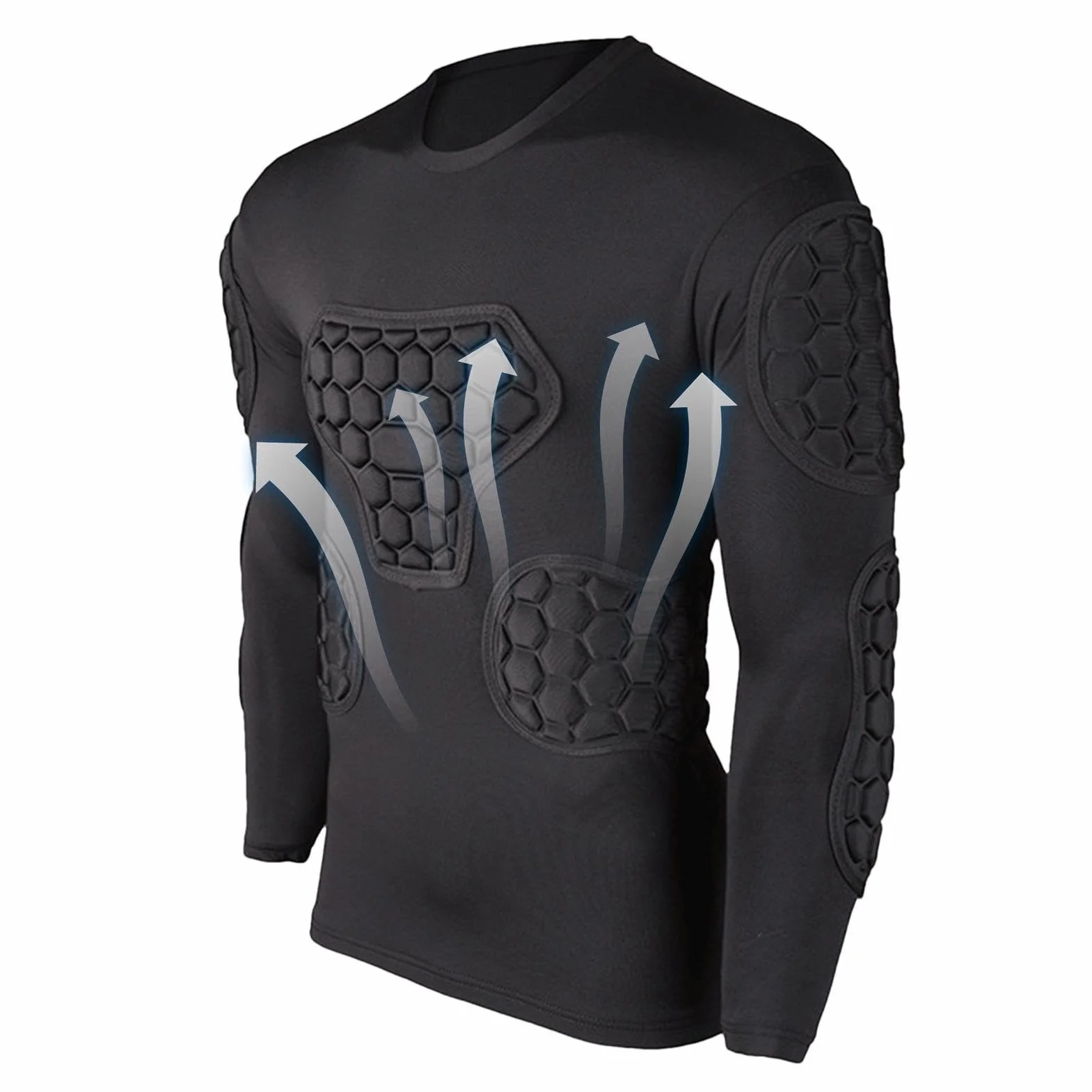 Camiseta Acolchada de Fútbol para Portero Manga Larga, Camisa de Compresión para Paintball y Baloncesto