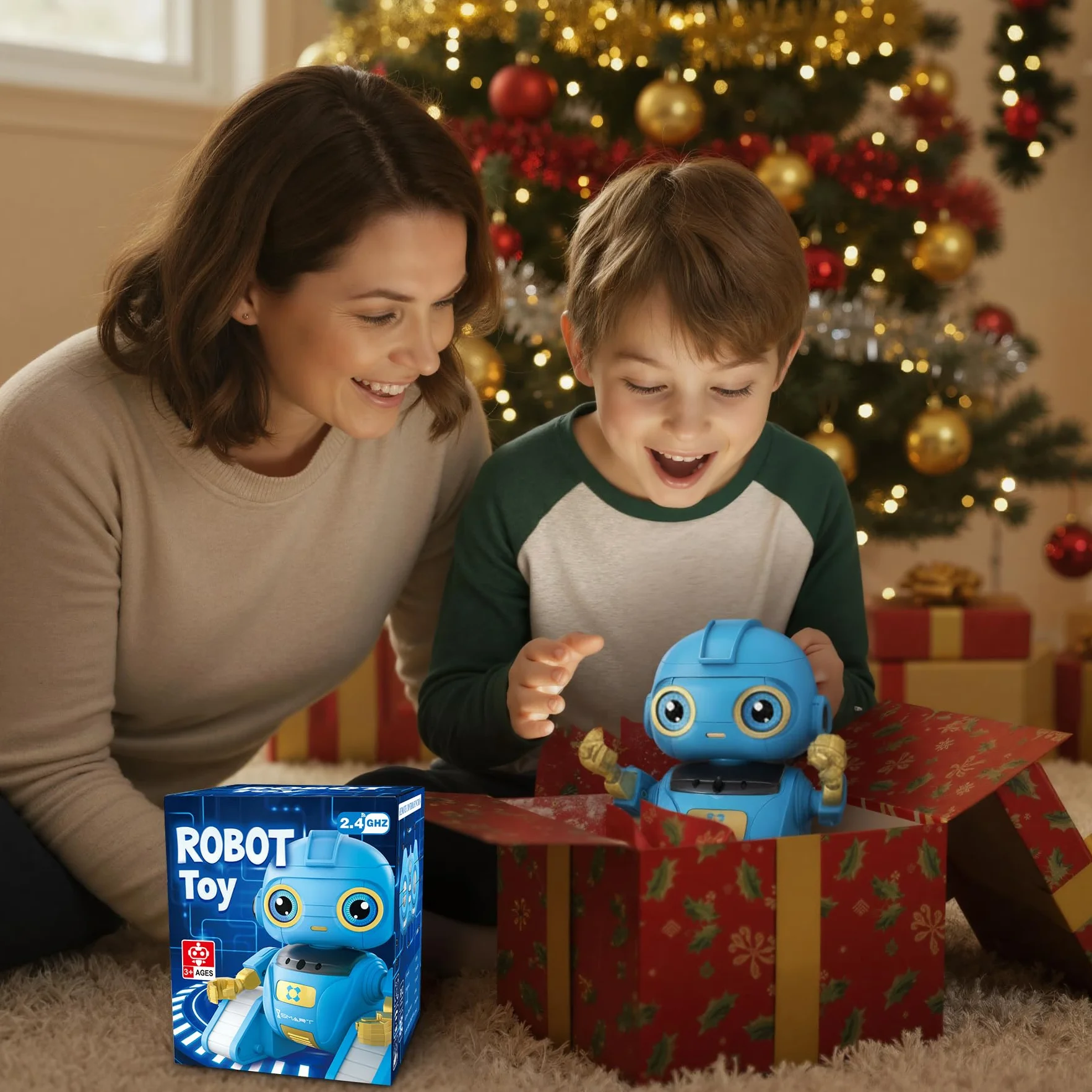 Ophy Robot Niños Juguetes Recargables y Proyectables RC Robot con Ojos LED y Música Juguete RC con Sensor de Gestos para A Partir de 3 4 5 6 7 8 9 10 años Regalo Azul Víspera de Todos los Santos