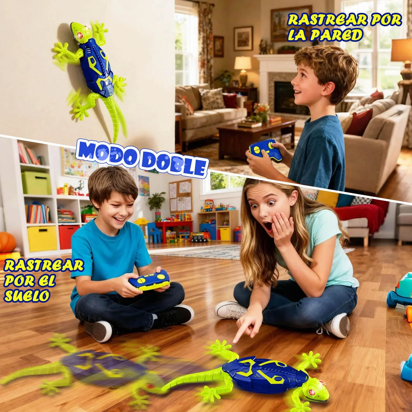 HILKKET Lagartija Teledirigida, Fluorescente RC Lagarto con Ojos Led Luminosos, Lagarto Trepador Paredes Movimientos Realistas, Gecko Radio Control, Reyes, Cumpleaños para Niños