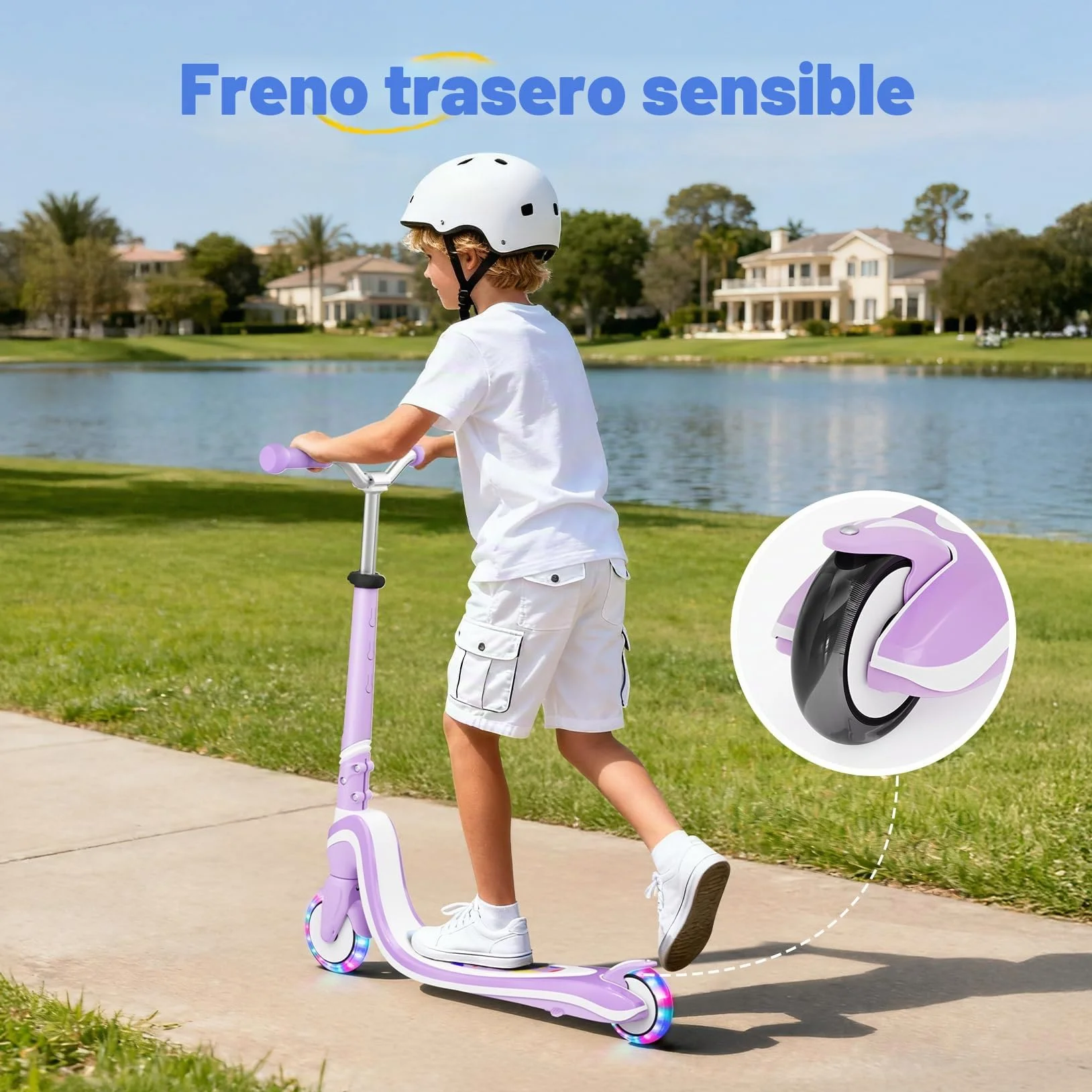 TONBUX Patinete Niños de 3 a 12 Años con Cubierta Iluminada y Ruedas de Poliuretano, 3 Niveles de Altura Ajustable con Soporte, Ligero, Patinete para Niños de 3 Años