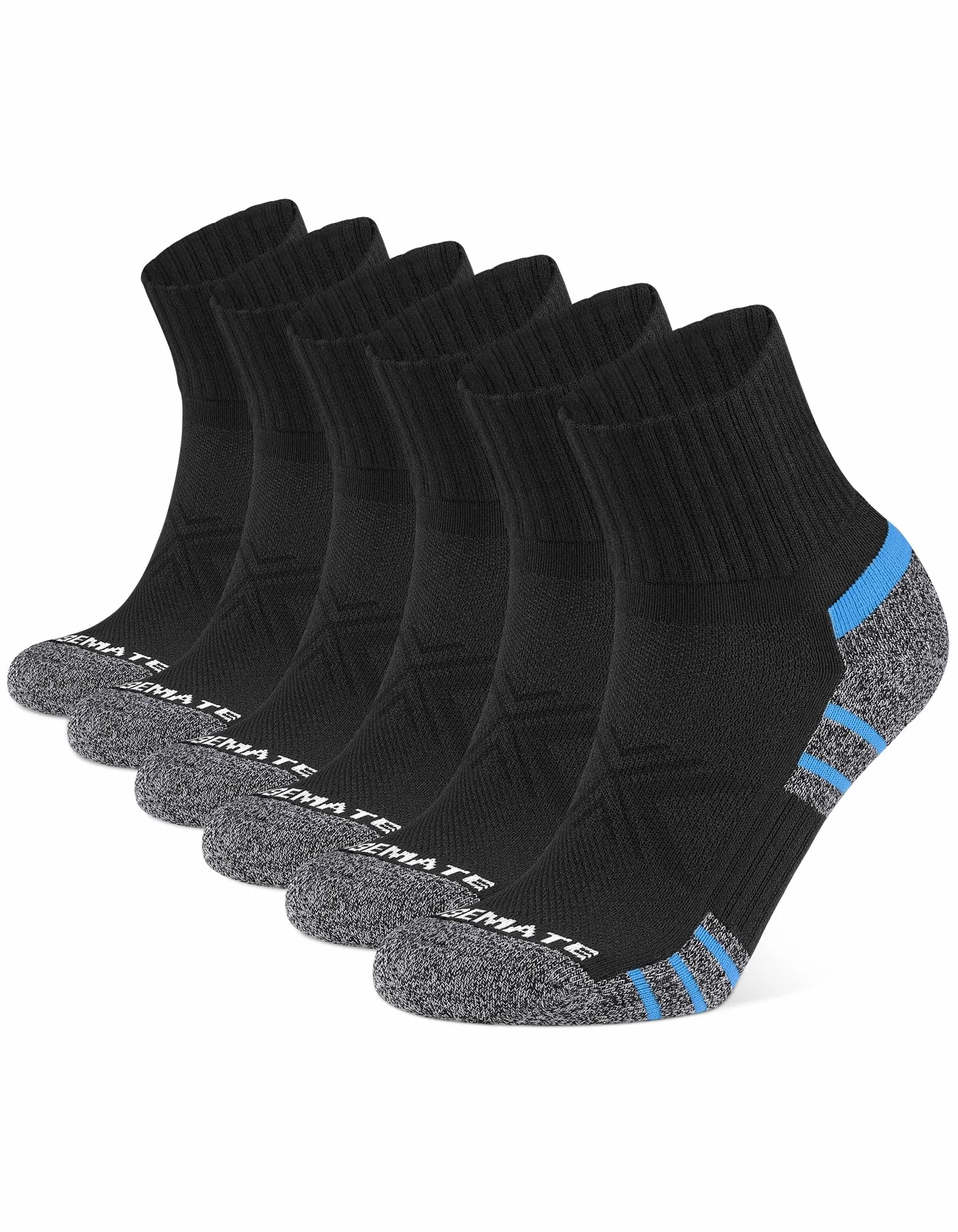 CLOSEMATE Calcetines Deporte Hombre Tobilleros 6 Pares Acolchados Algodón Transpirables Antiampollas Running Negros Blancos 39-42 43-46 47-50