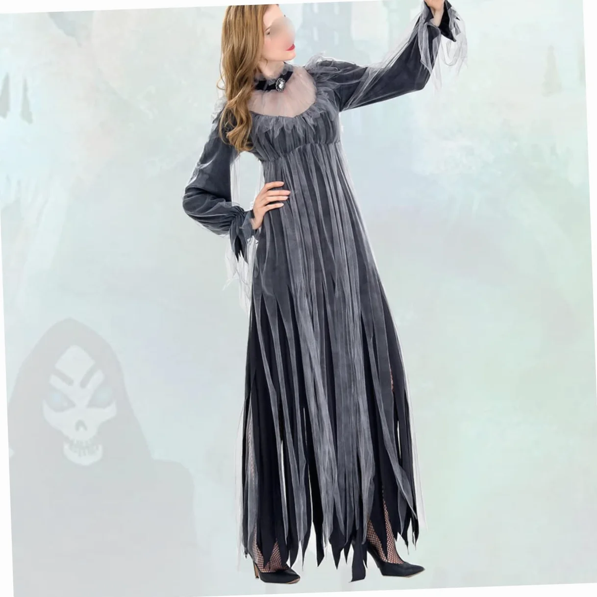 2 Piezas traje para cosplay vestido cosplay vestidos de gala vampiro Ideal para disfraces de Halloween traje de para el rendimiento vestido de disfraz de bruja para adultos