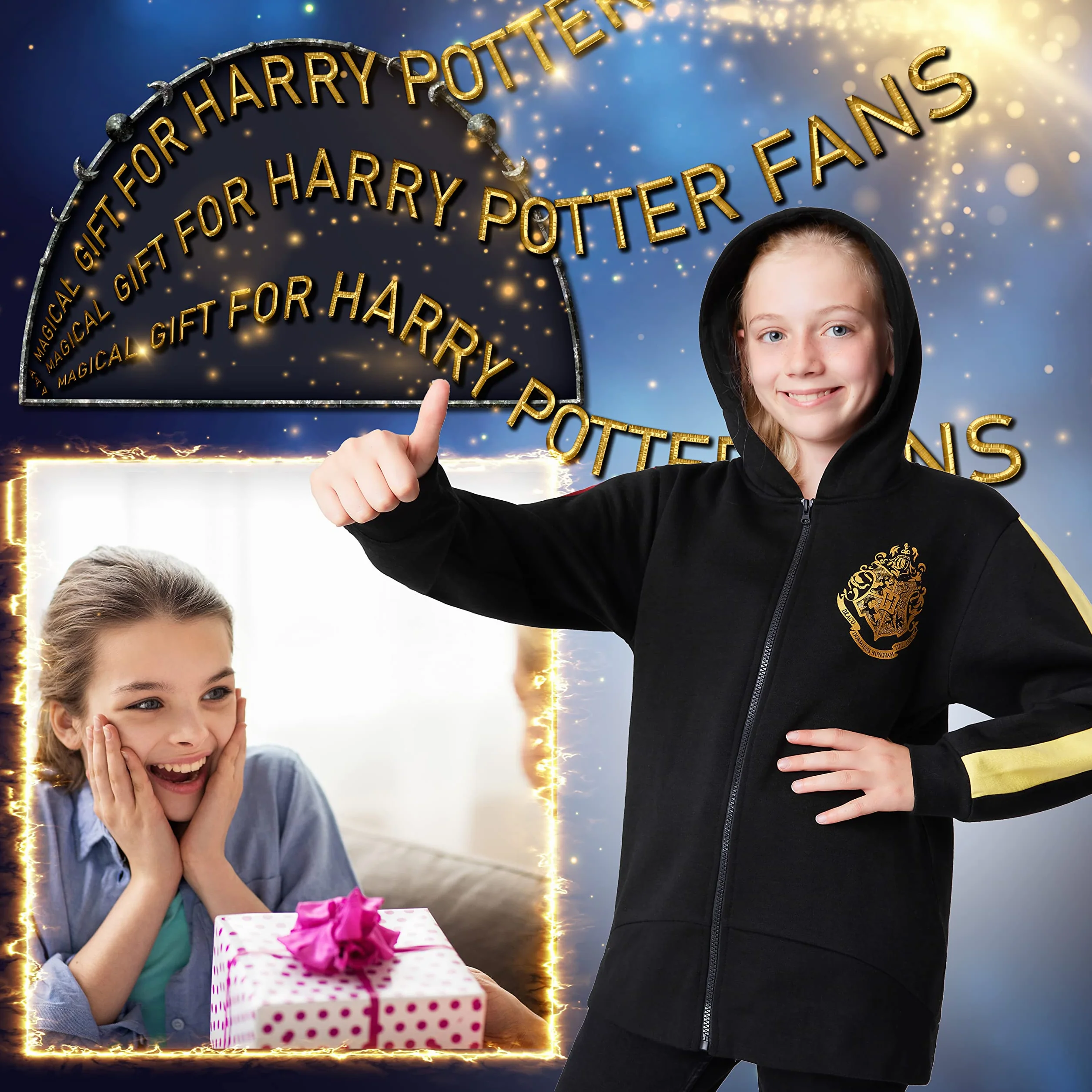 Harry Potter Sudadera con Capucha y Cremallera para Niña