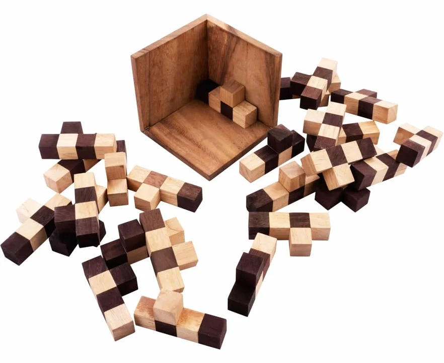 Engelhart Cubos Rompecabezas de Madera 25 Piezas Nivel difícil 14 x 14 x 14 cm