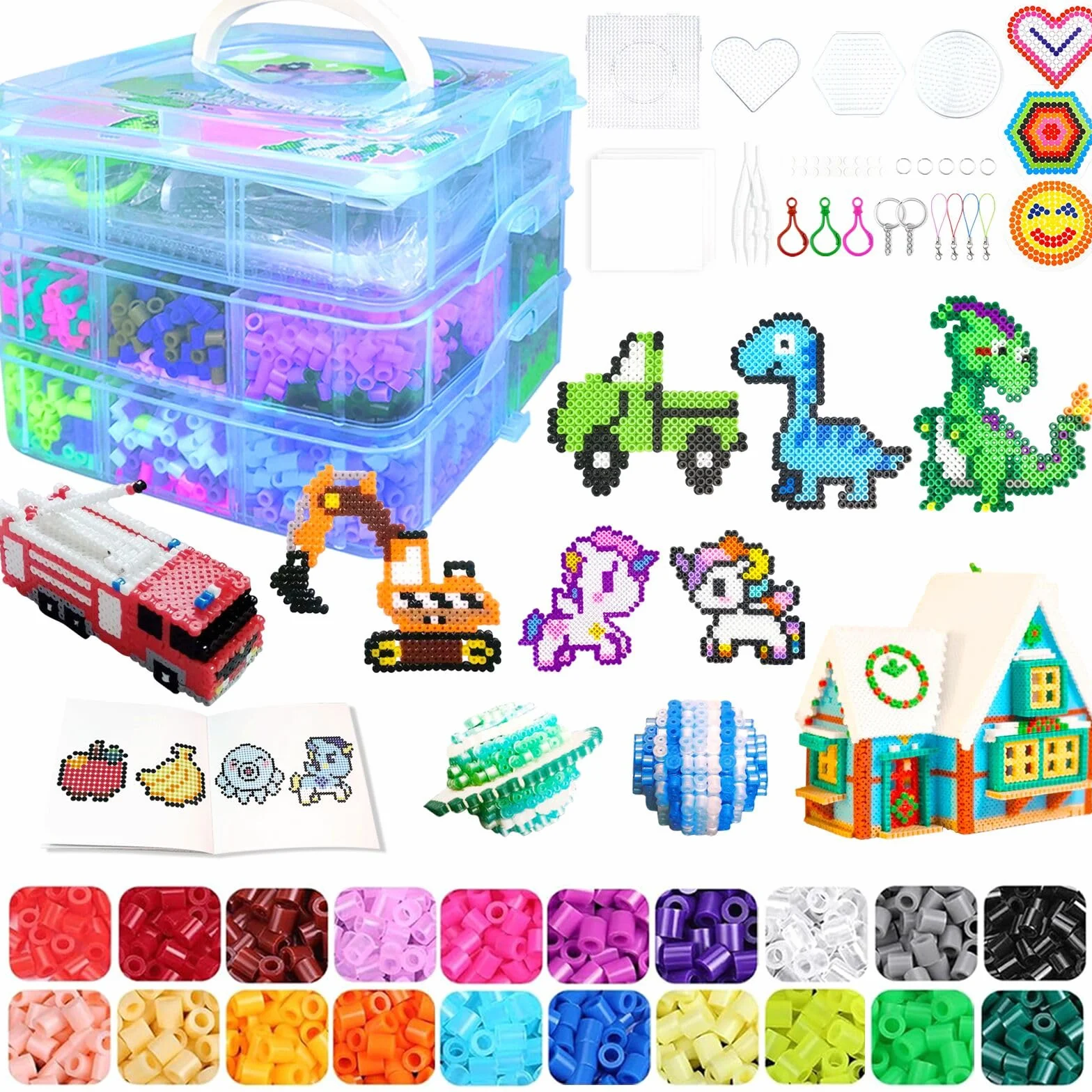 Cuentas Para Planchar, 11000 Piezas Abalorios Fusibles de 20 Colores Set con Caja de Almacenamiento, Guía del Usuario, Diseño DIY de Joyas, Creativas y Manualidade, Para Niños Cumpleaños Navidad (5mm)