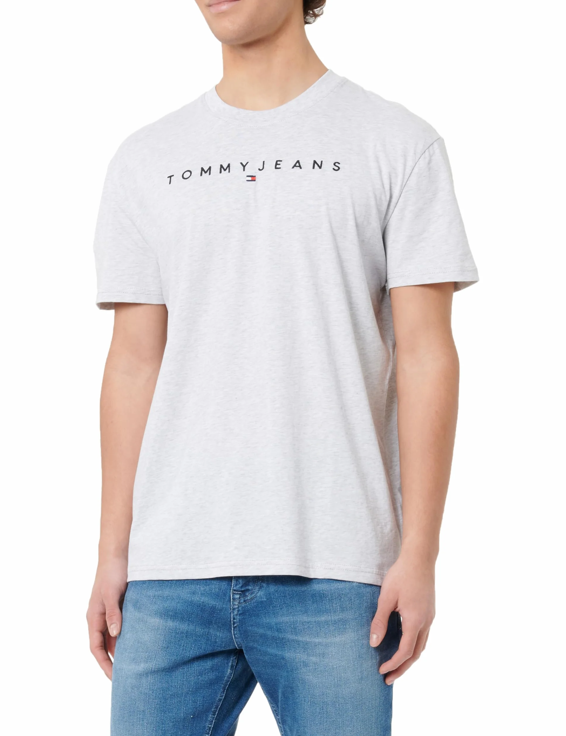 Tommy Jeans Camiseta Hombre Manga Corta Linear Logo Algodón