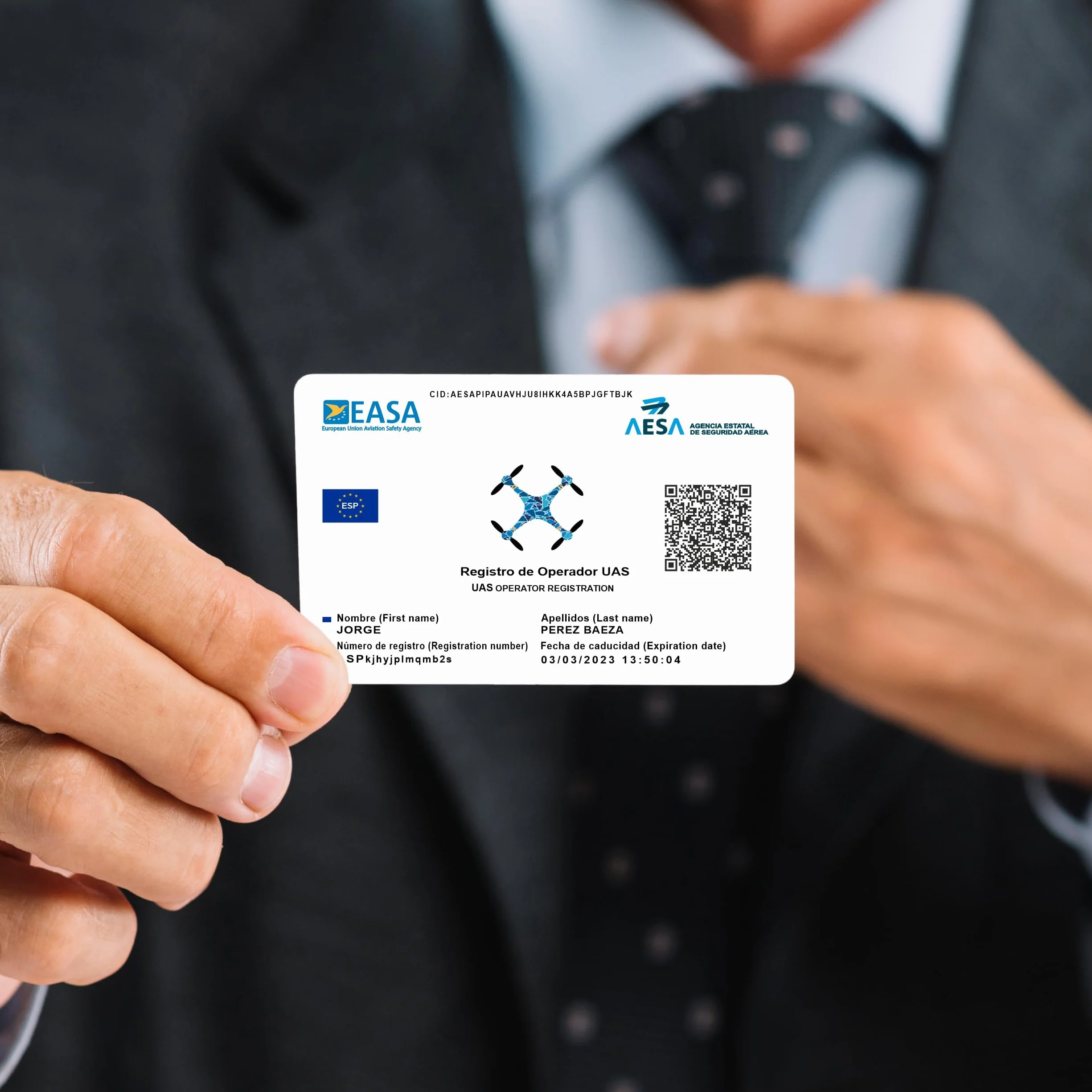 Tarjeta de PVC EASA Impresión Doble Cara Certificado de Piloto de Drones A1/A3 A2 STS