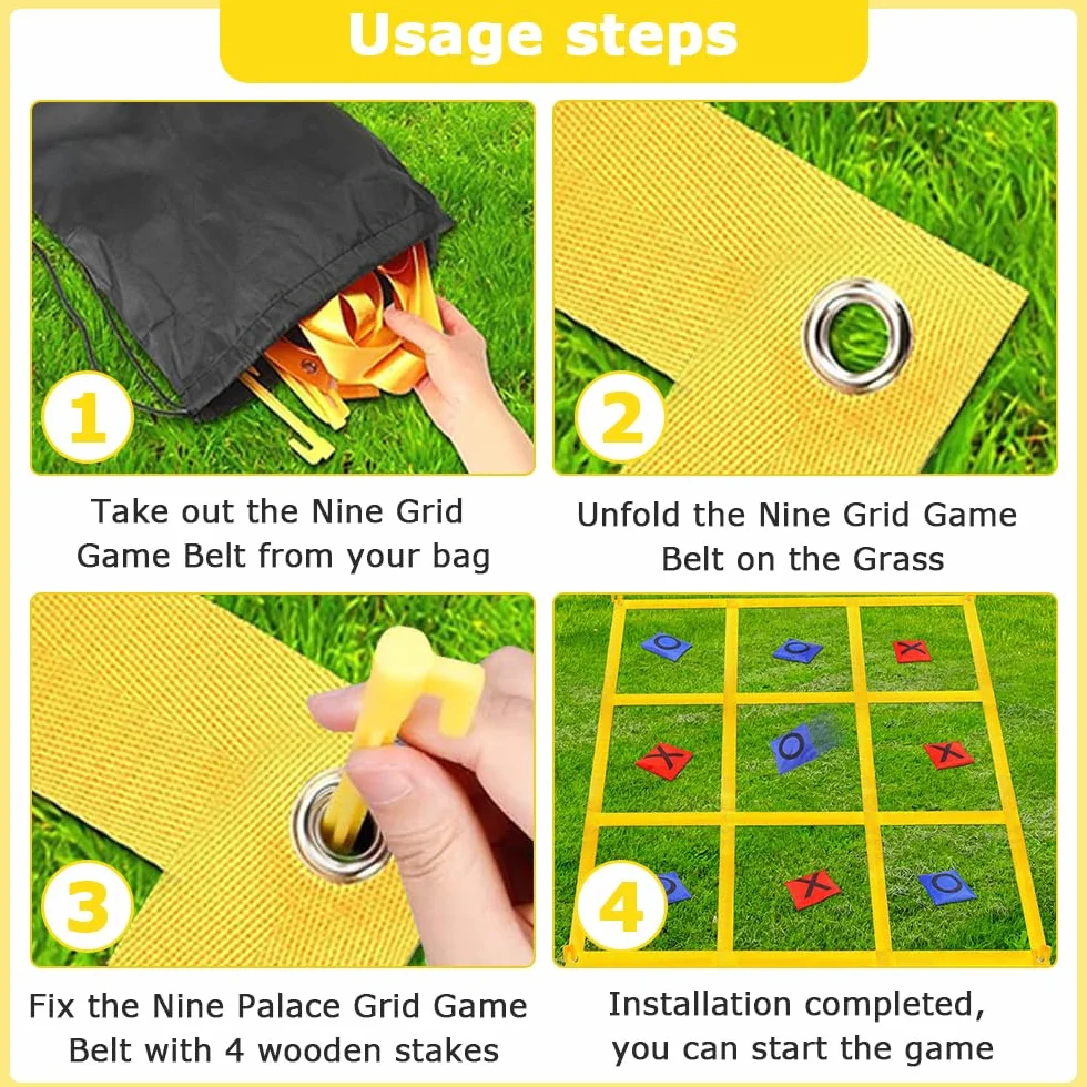 Juego para Exteriores Tic TAC Toe, Juego Gigante de Tres en Raya 1.2m con 10 Piezas X y O, Juegos De Patio Gigantes para Adultos, para Exteriores, Camping, día de Campo, para la Familia