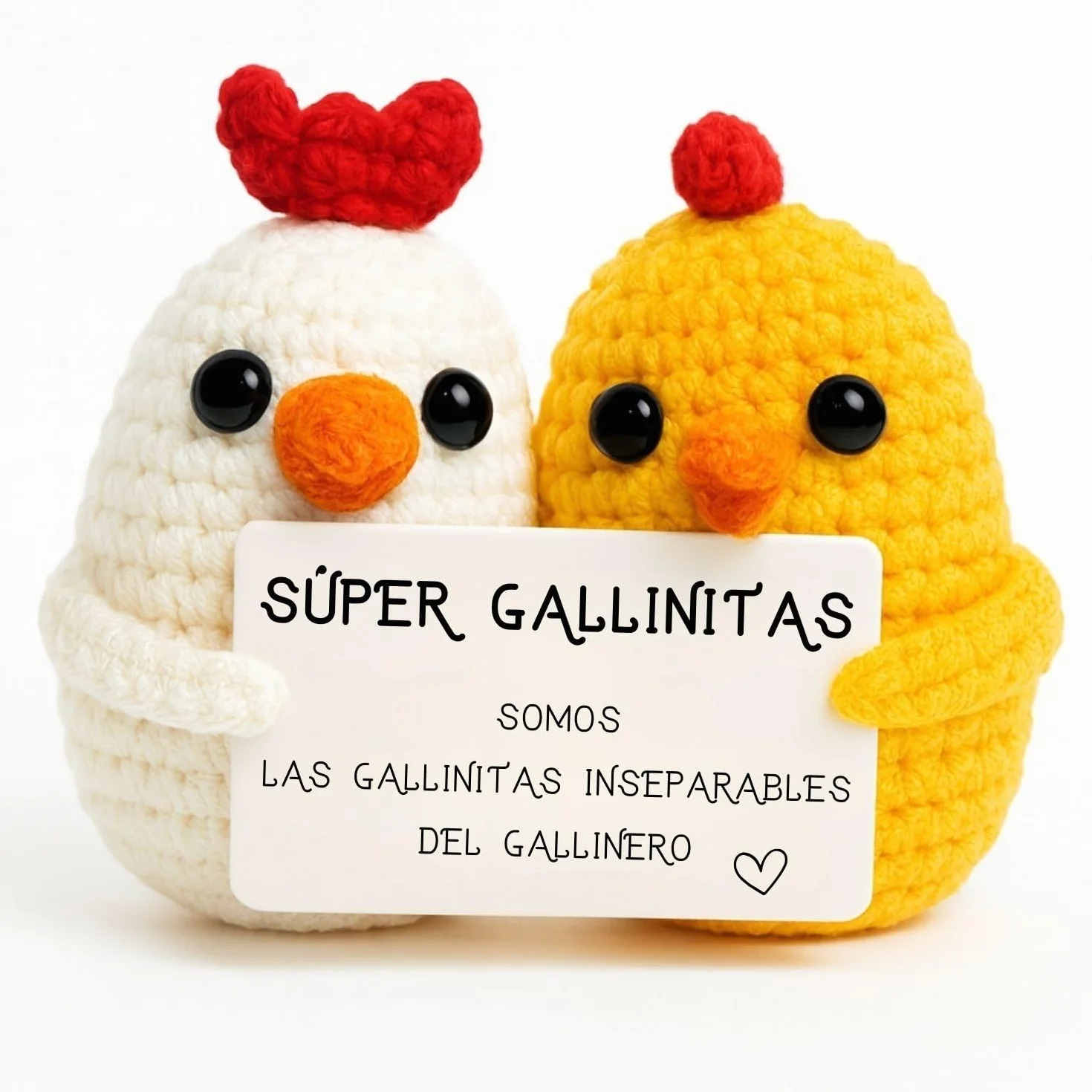 Super Gallinitas© | Regalo Original para Amigas | Idea Sorpresa Colega Companera Mejor Amiga BFF | Cumpleanos Fiesta Secret Santa Pascua | Peluche Hecha a Mano| Divertido & Cute | Amistad Inseparable