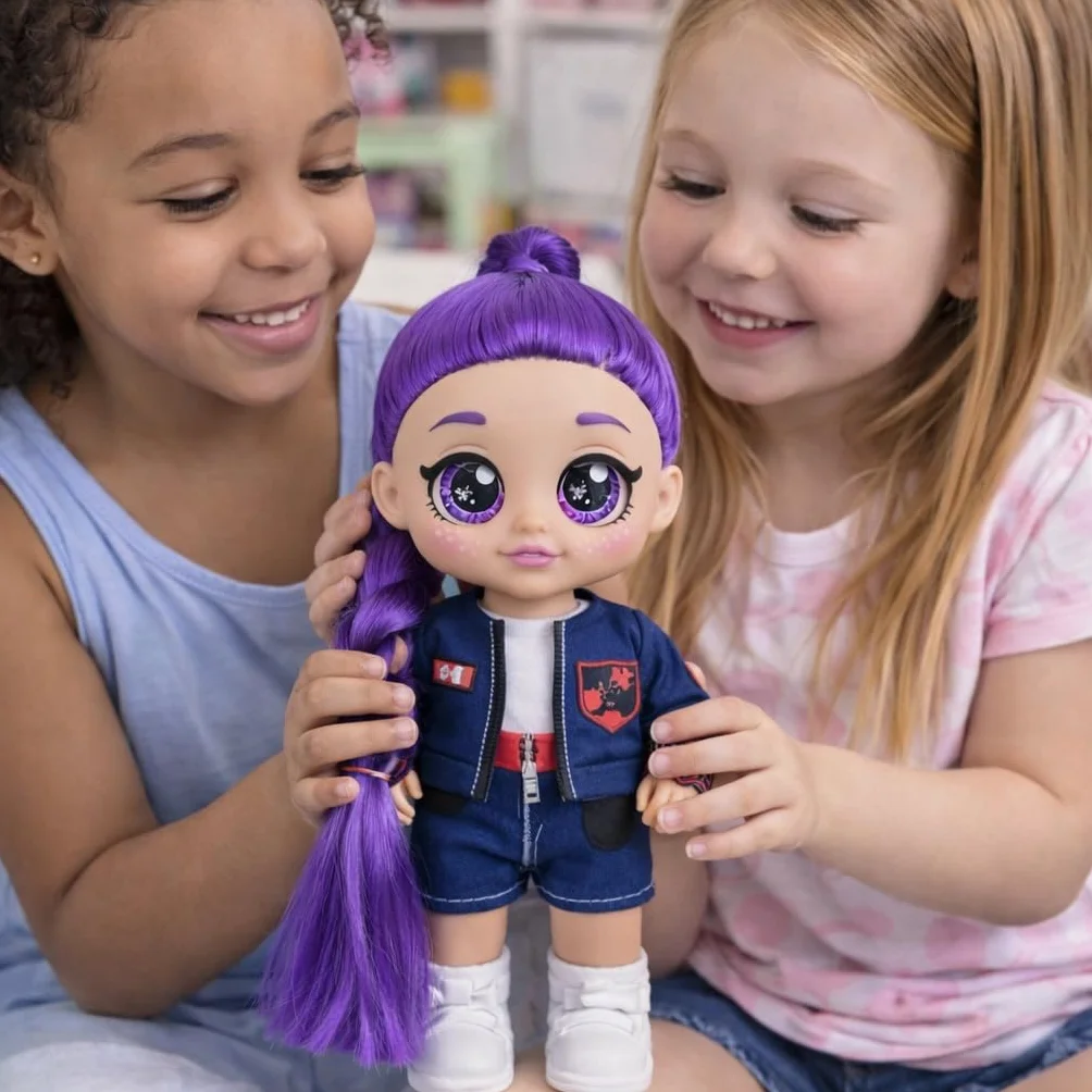 Muñeca de dibujos animados cantando de 26 cm con ojos 5D, muñeca de personaje de moda con compañero tigre azul, para fans de muñecas, regalos de cumpleaños