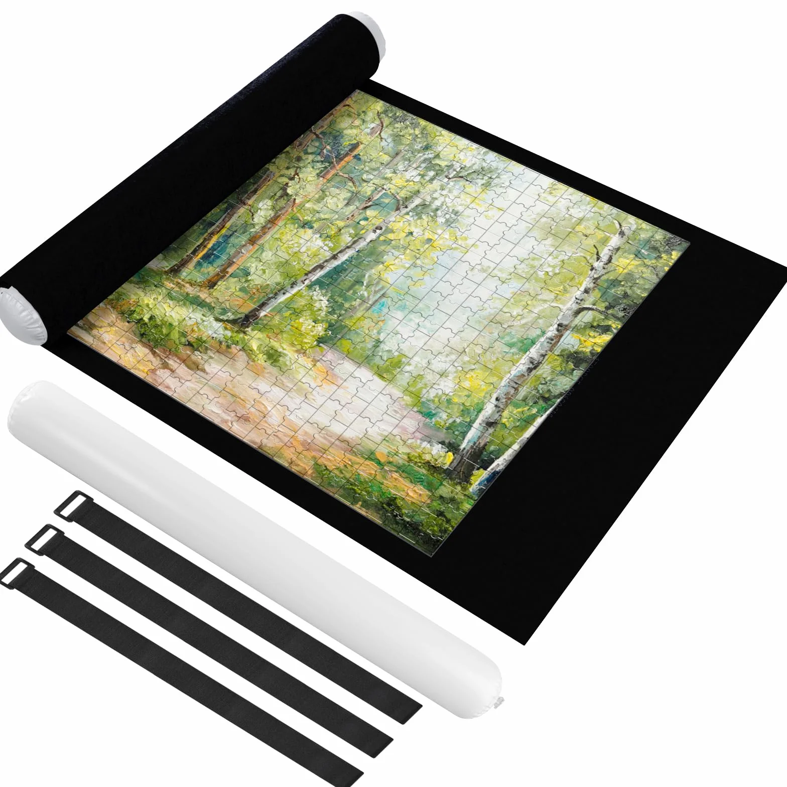 Ainiv Tapete Puzzle, Puzzle Roll Mat con Líneas Auxiliares para hasta 1500 Piezas, Plegable Alfombra Puzzle con Bomba Inflable, Antideslizante Tapete Puzzle para Almacenar Rompecabezas