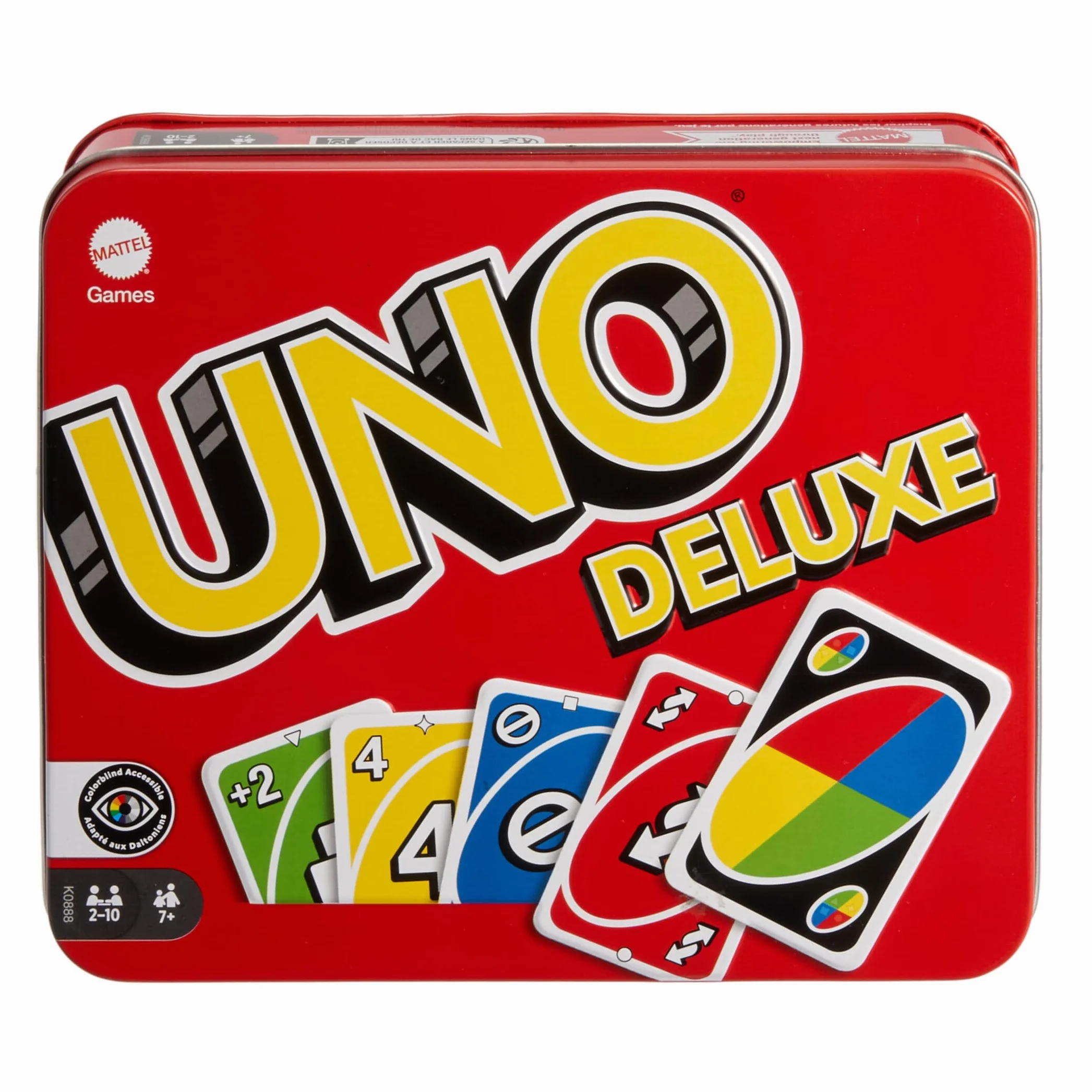 Mattel Games UNO Deluxe Metalowa Karta, Gra Karciana dla Rodziny, Dzieci i Dorosłych, 2-10 Graczy, od 7 lat