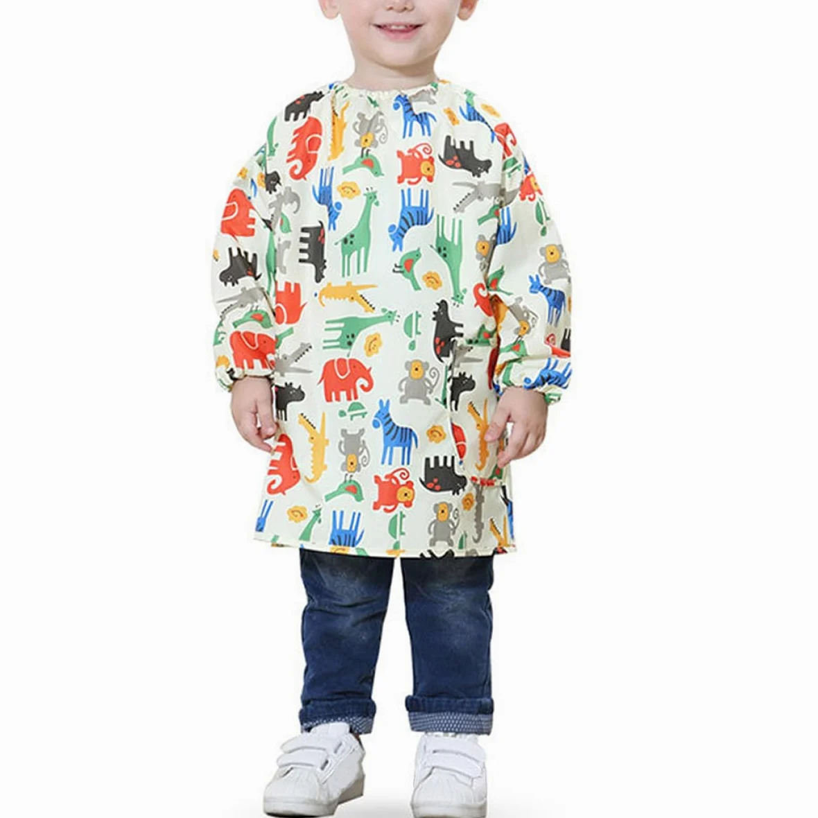 Mikinona Bata de Pintura para Delantal de Arte Estampado Amarillo Manga Larga Talla M Ropa Protectora Transpirable y Resistente a Manchas Adecuado para Pintar y Dibujar