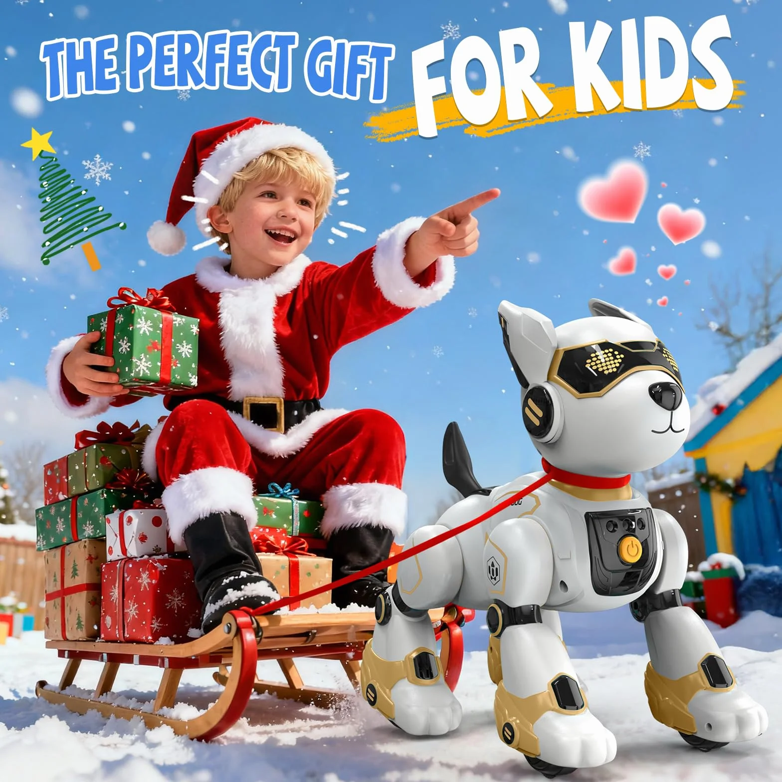 Perro Robot Inteligente Teledirigido con Control Gestual y por Voz, Juguete Interactivo para Canto, Baile, Yoga, Acrobacias - Regalos Ideales para Niños
