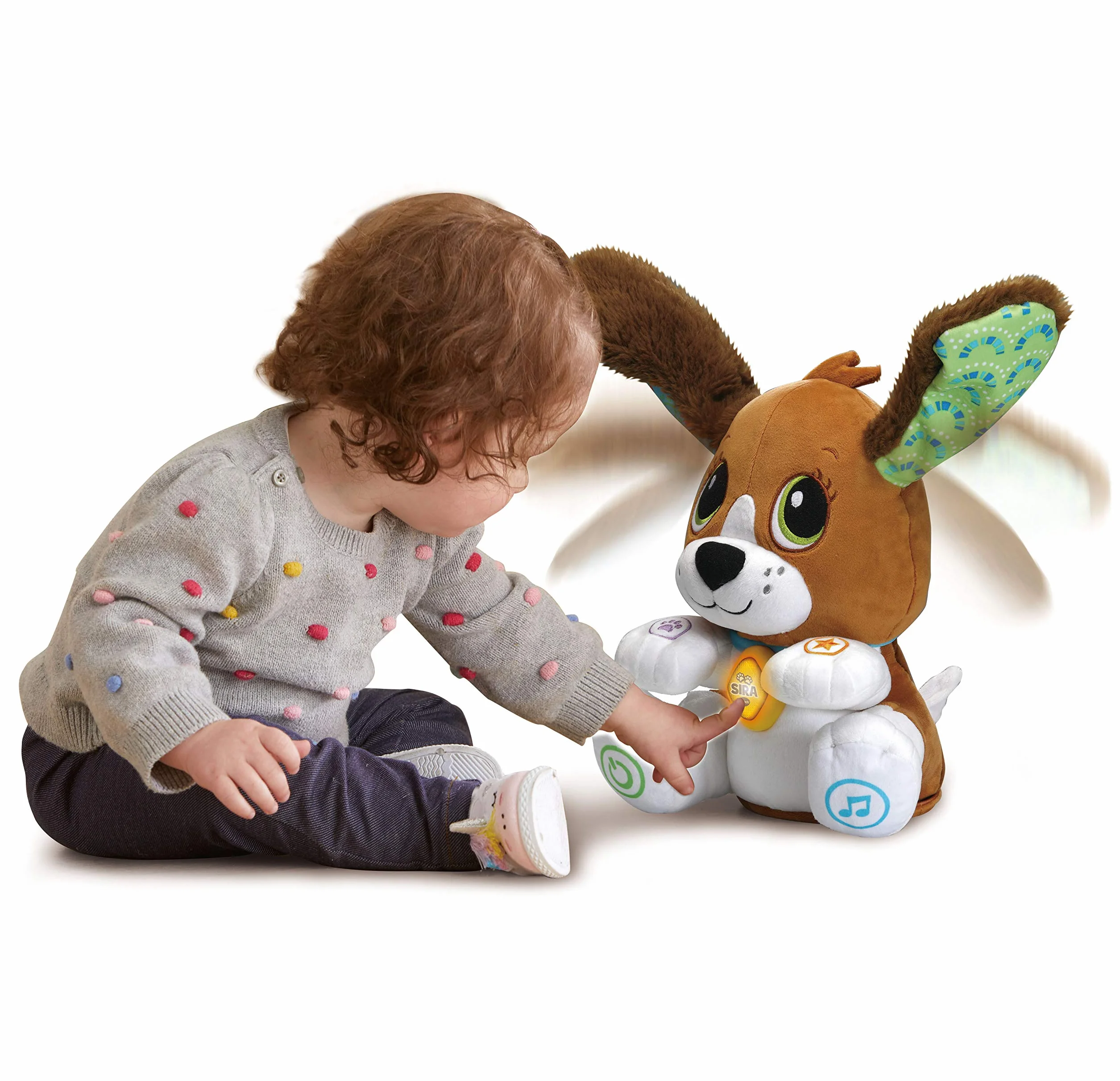VTech-Baby Sira la perrita interactiva, Suave Animal de Peluche Que fomenta la conversación y Repite lo Que Dices, Juguete para bebés +12 Meses, Versión ESP