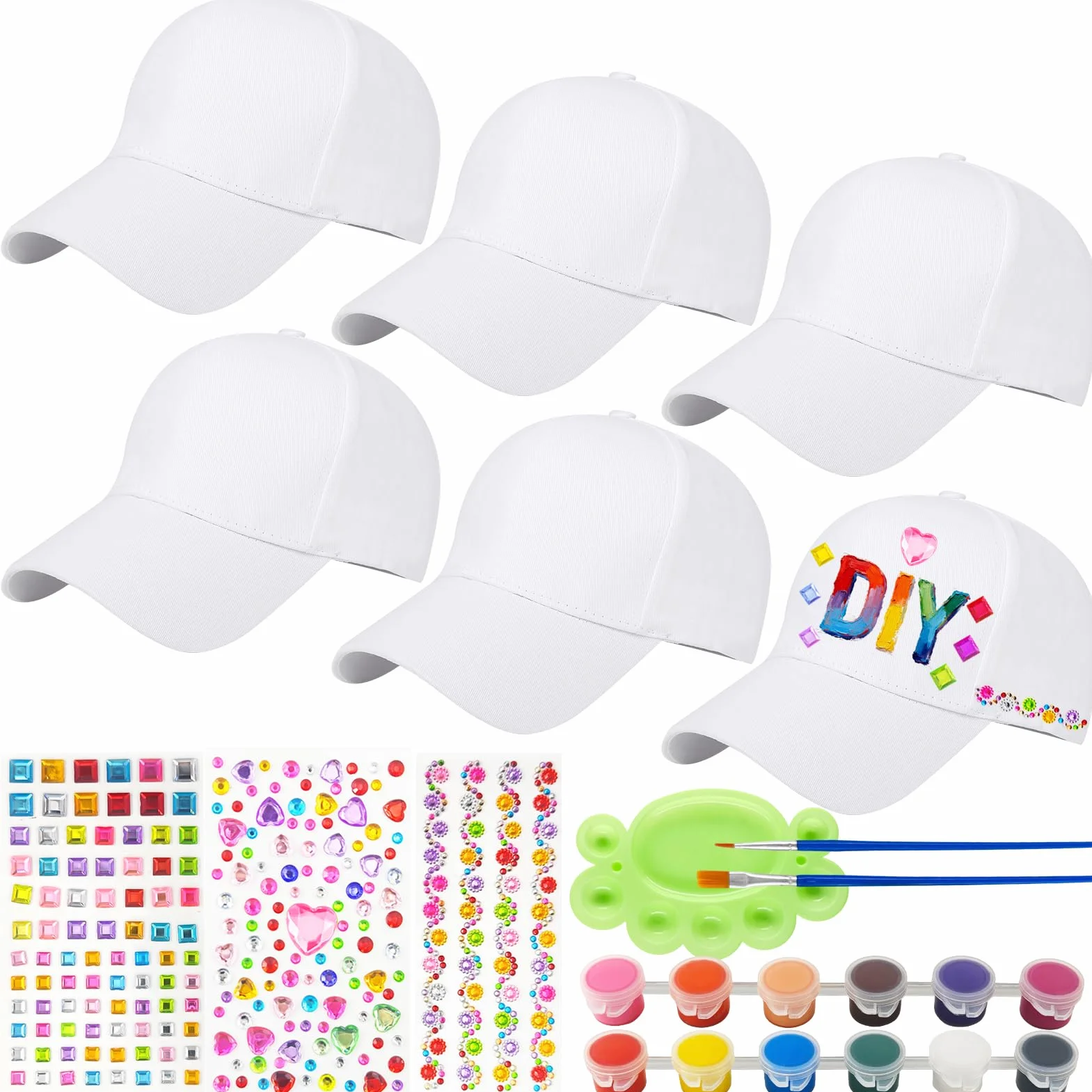 Gorras de Béisbol en Blanco para Niños DIY 6 Piezas