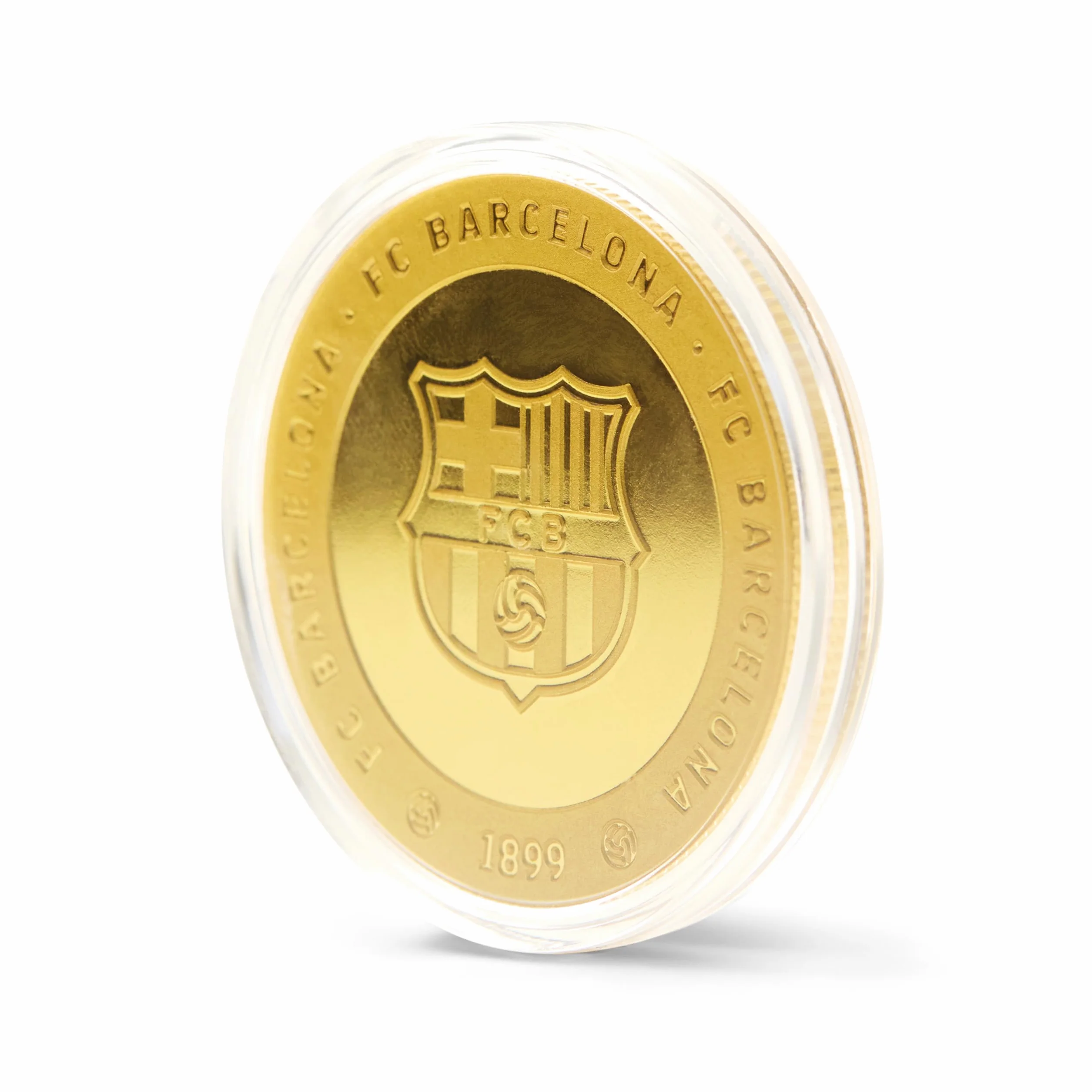 FC Barcelona - Moneda edición Especial con Escudo y Retrato en Relieve de Lamine Yamal, acompañado del número 10 y su Firma grabada - Coleccionable - Dorada - Producto Oficial