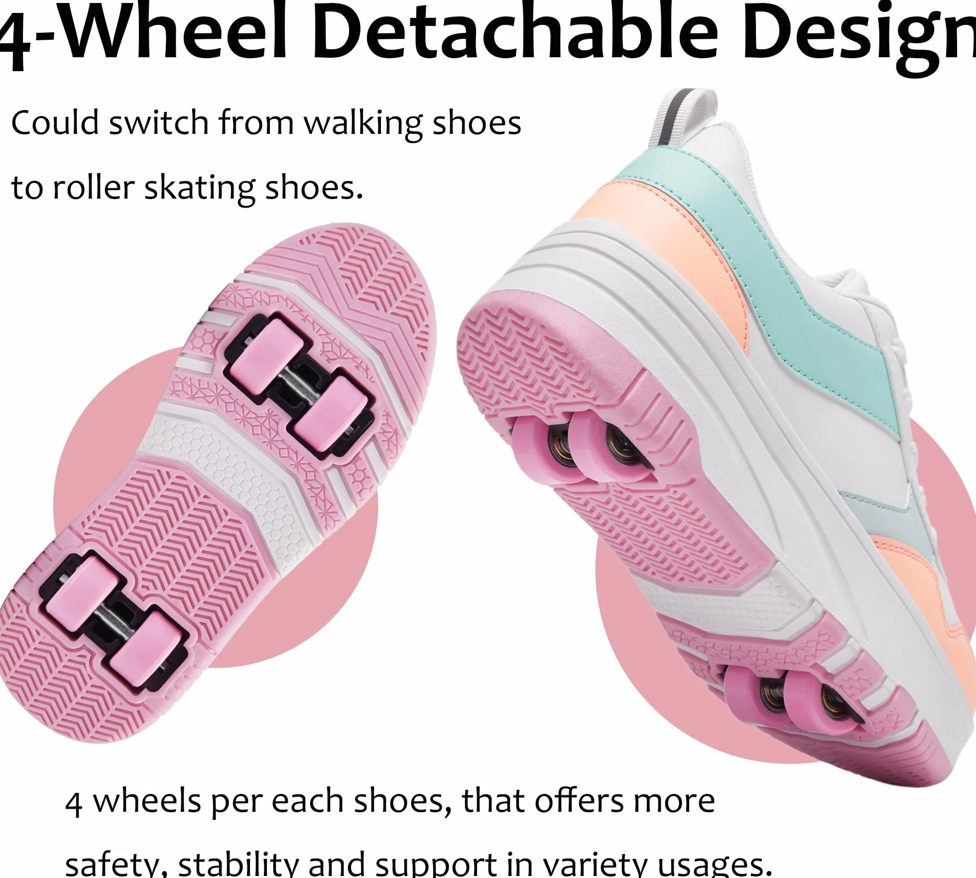 Zapatillas de patinaje para niños con ruedas desmontables
