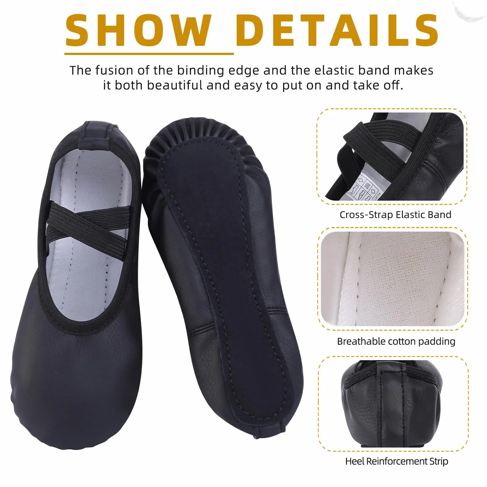 Zapatillas de Danza PU-Cuero Zapatos de Ballet Suela Completa Calzado Gimnasia Ritmica para Niña y Mujer 22-43 EU