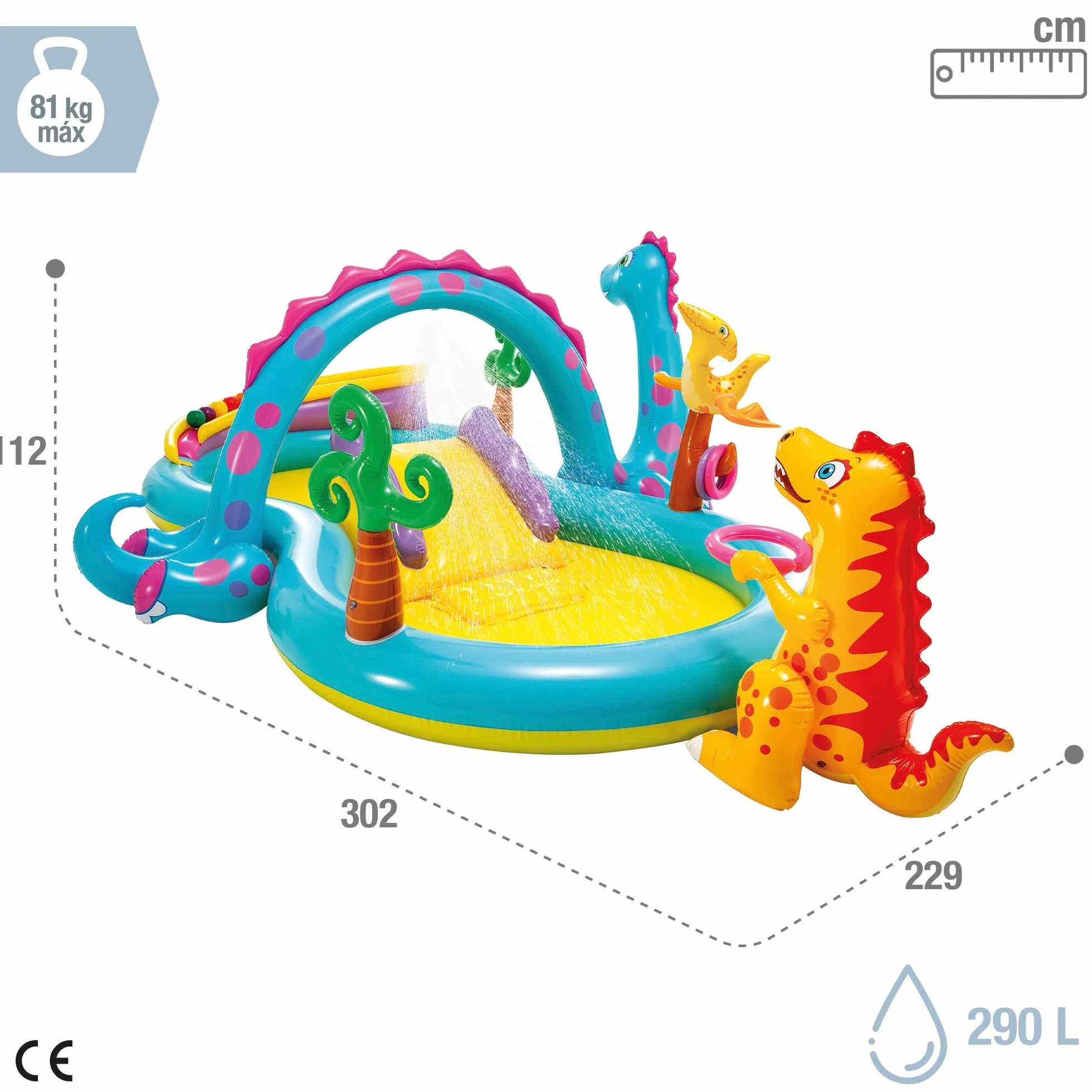 Intex Centro Juegos Hinchable Dinos, 333 x 229 x 112 cm, 280 l, 57135