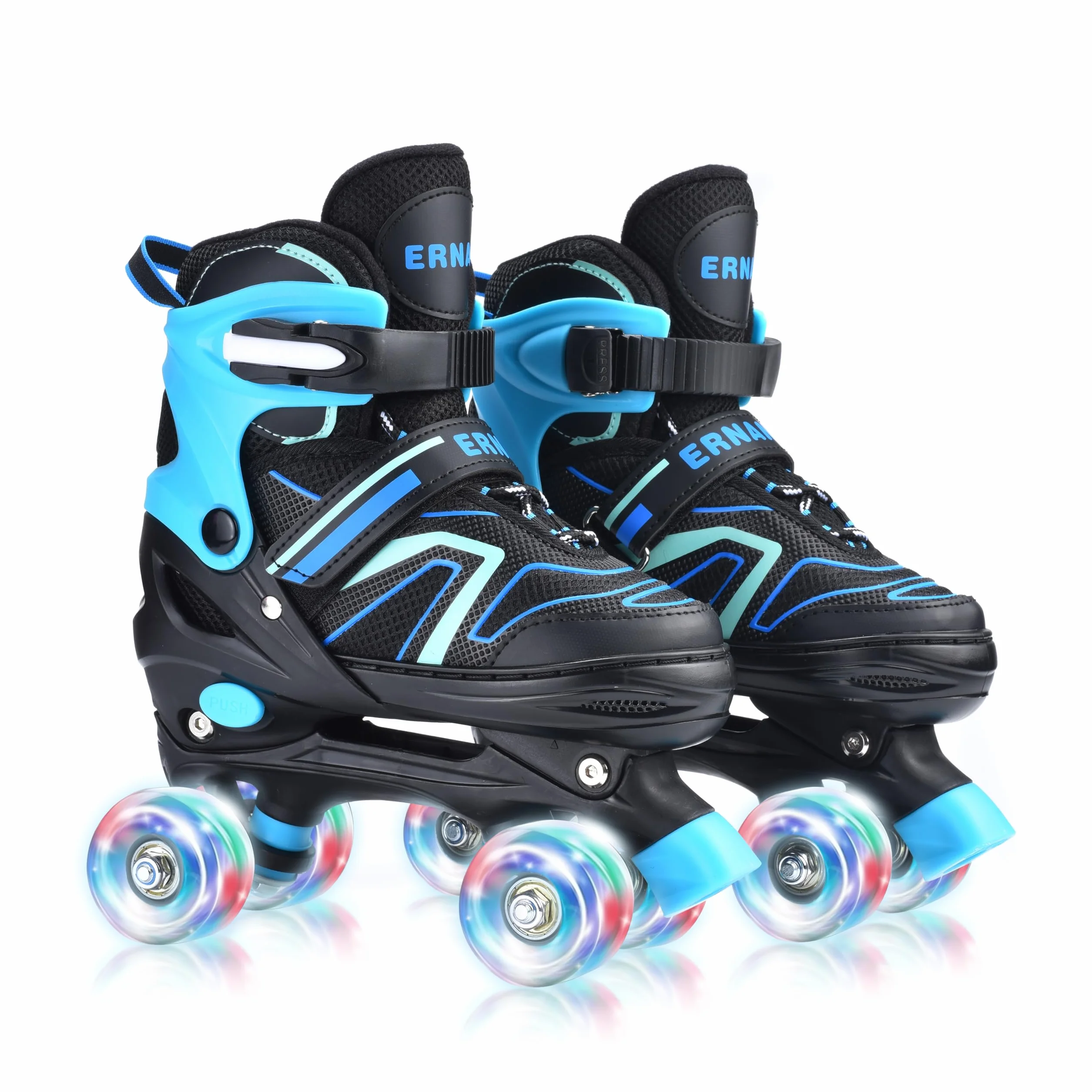 ERNAN Patines 4 Ruedas Ajustables Brillan Oscuridad Niños Principiante Regalo