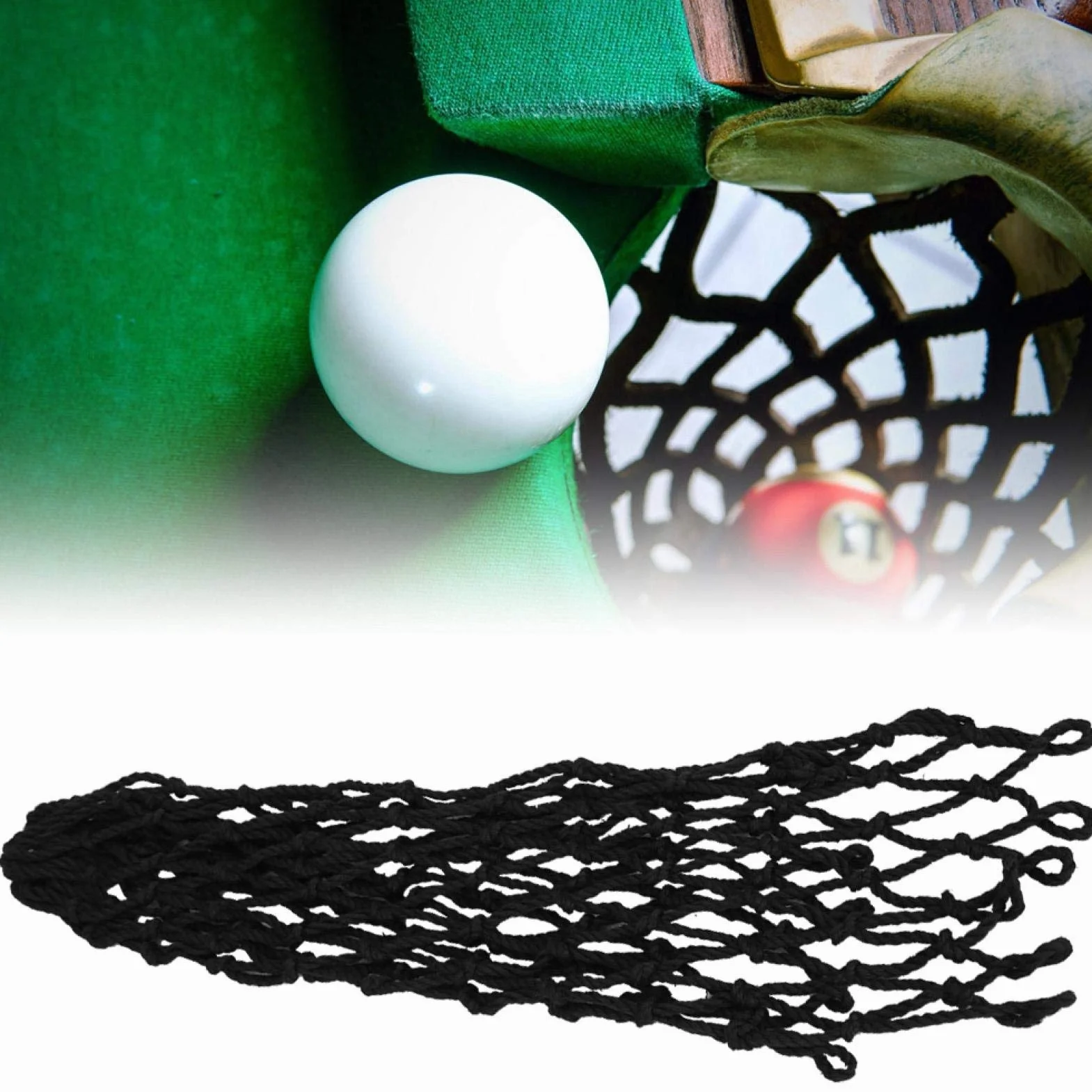 Billar Mesh Bag Snooker Table Net Replacement 6-Pack Black