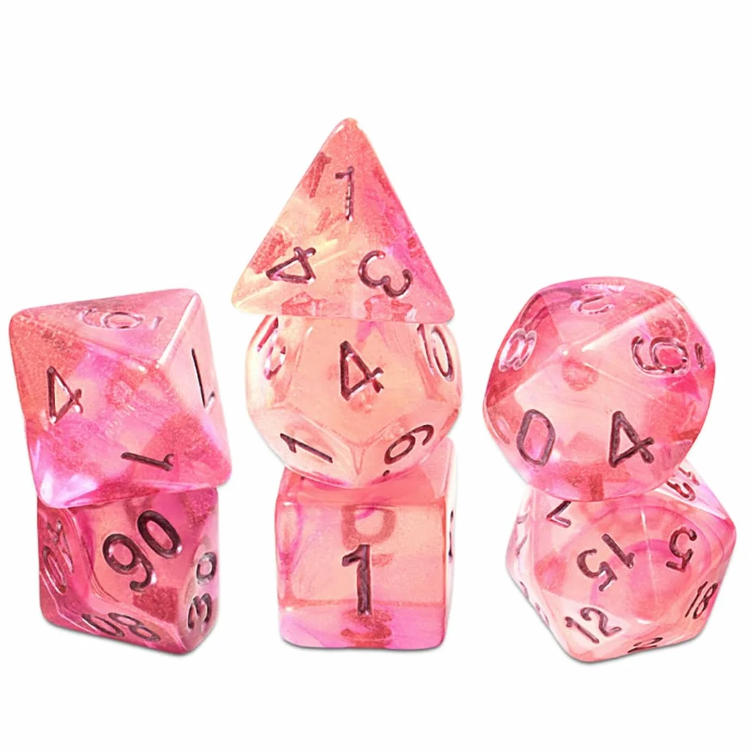 Set de 7 Dados Poliédricos (rosa)