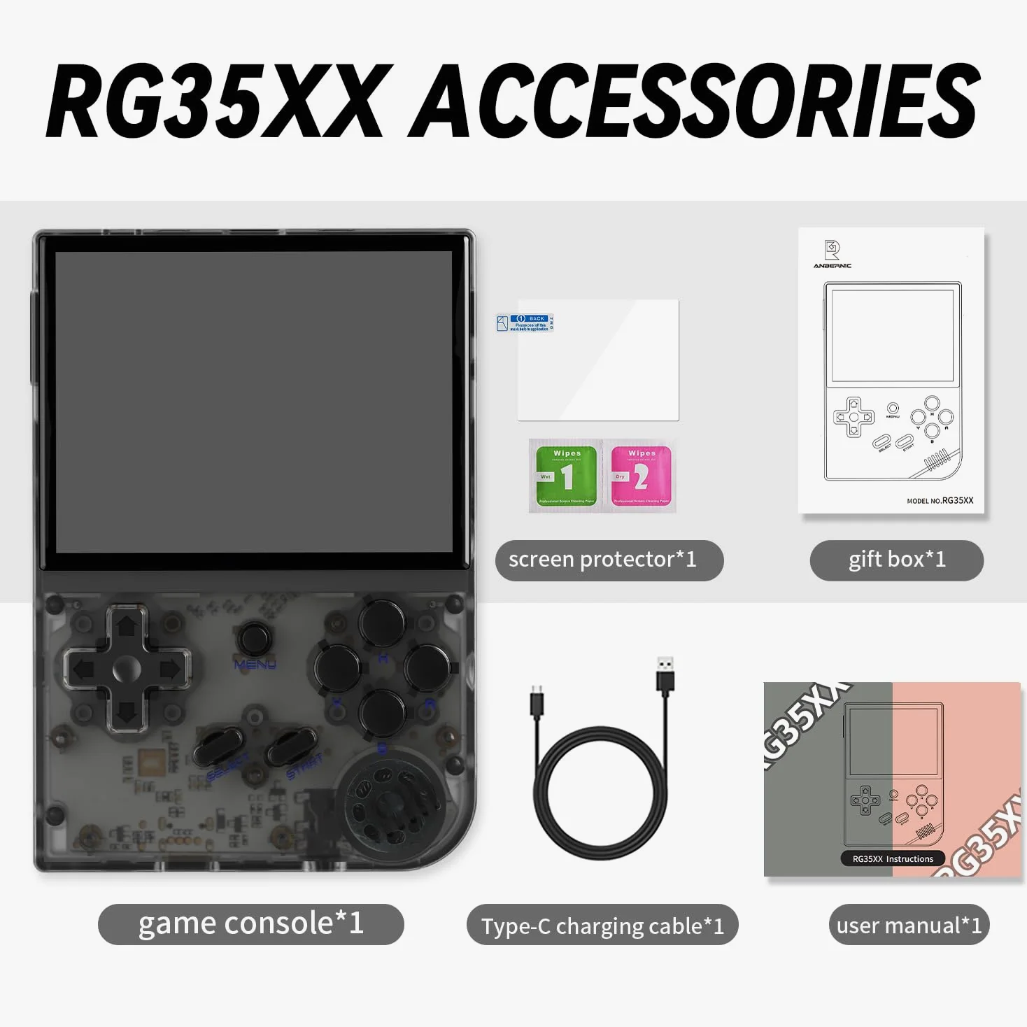 RG35XX - Consola de juegos de mano retro, pantalla IPS de 3.5 pulgadas, sistema Linux incorporado, tarjeta TF de 64 G, más de 5000 juegos (negro)
