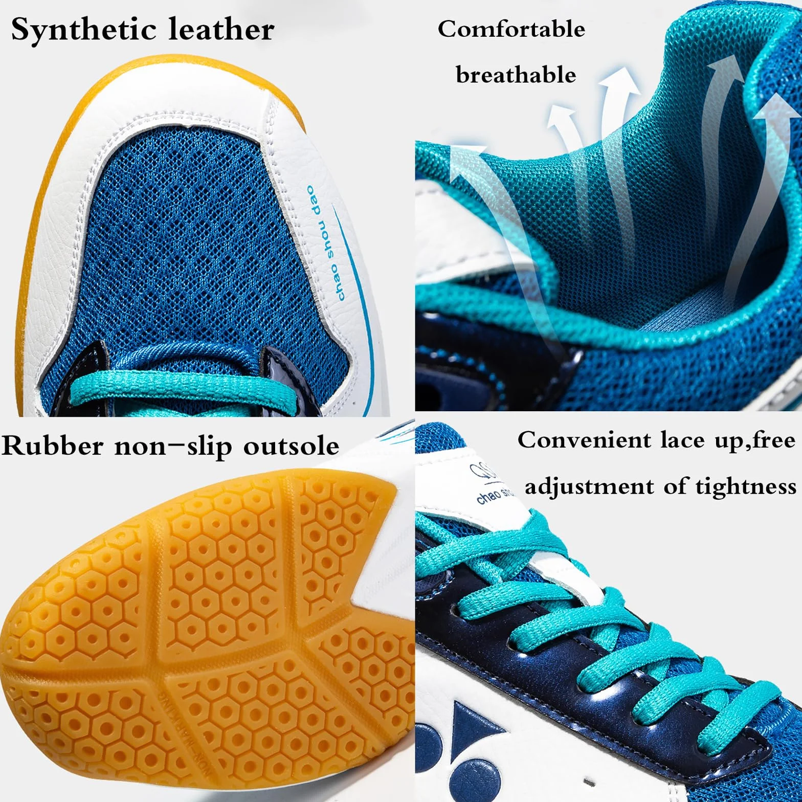 Zapatillas de Tenis de Mesa y Bádminton Ligeras Transpirables Antideslizantes