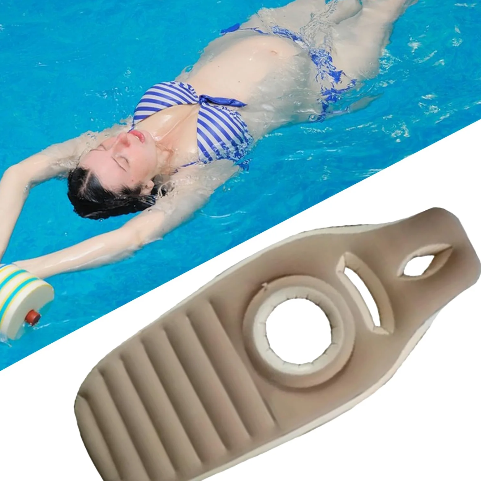 Flotador de piscina para mujer embarazada, balsa antideslizante para maternidad, tumbona de playa para embarazo, tumbona de playa de PVC grueso, con agujero para el vientre para mujer, patio trasero y