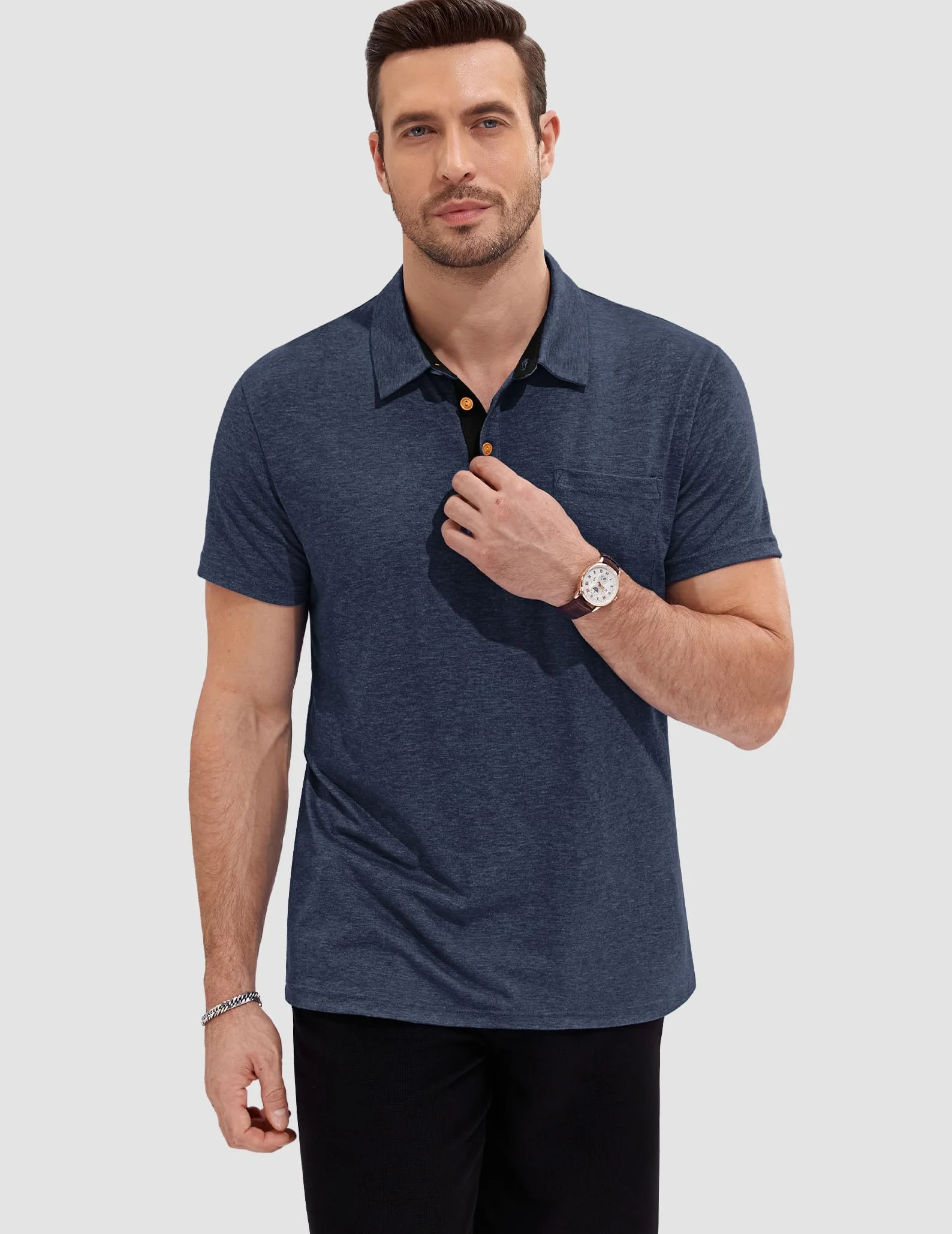 TARAINYA Polo Hombre Manga Corta Algodón Camisetas Verano con Bolsillo Pecho M-4XL