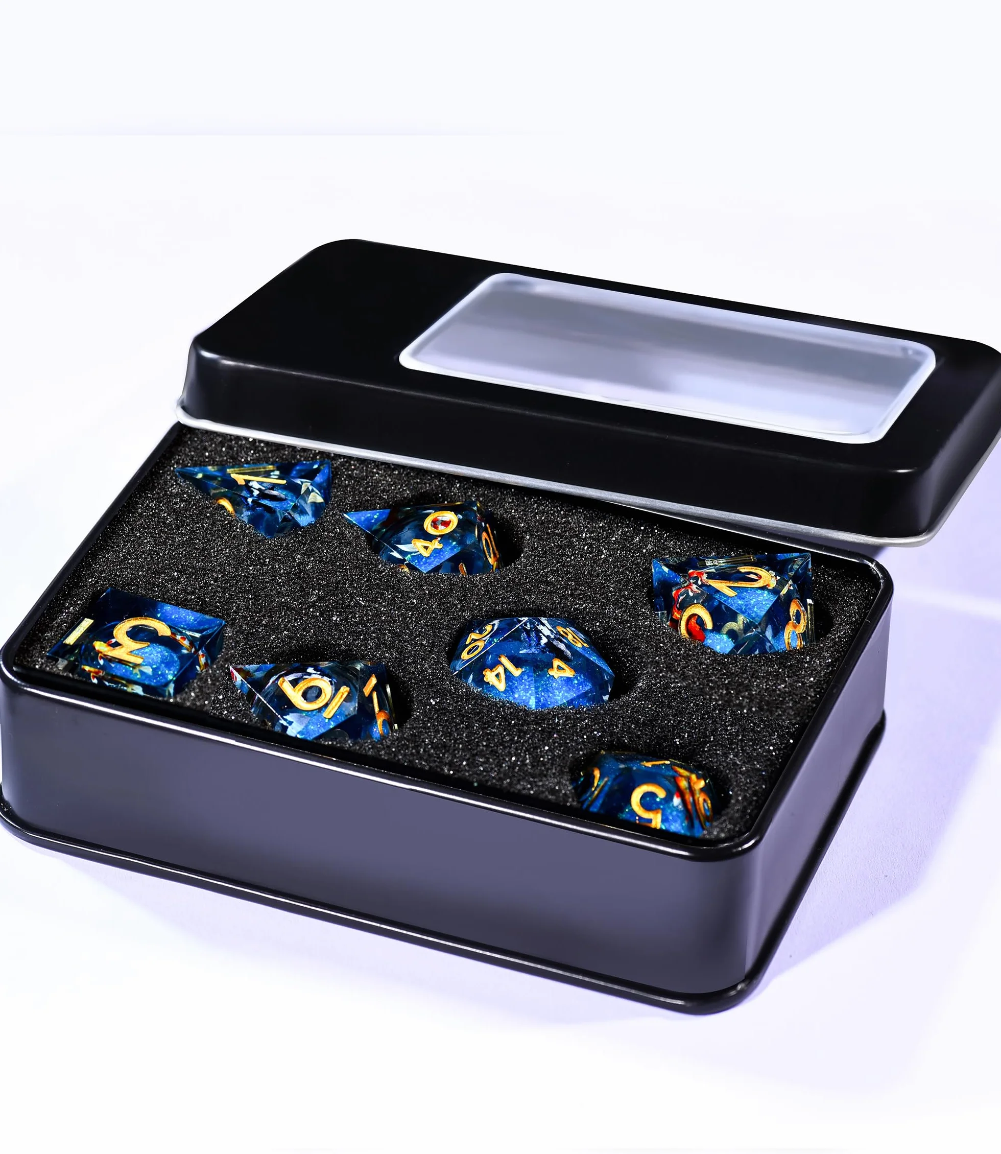 SIQUK 7 Piezas Juego Dados Poliedricos Con Nucleo Liquido Luminosos Dice DND Koi Fish D4 D6 D8 D10 D12 D20 D% para RPG MTG Dungeons and Dragons