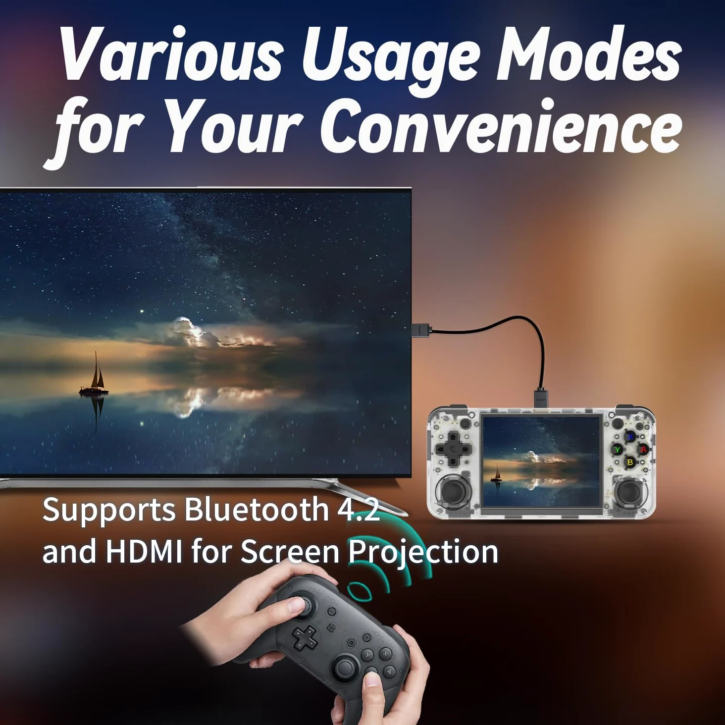 rg35xx H - Emulador de juegos retro 35xxH con una tarjeta 64G precargada de juegos rg35xxh visualización IPS de 3.5 pulgadas compatible con 5G WiFi Bluetooth HDMI y salida de TV