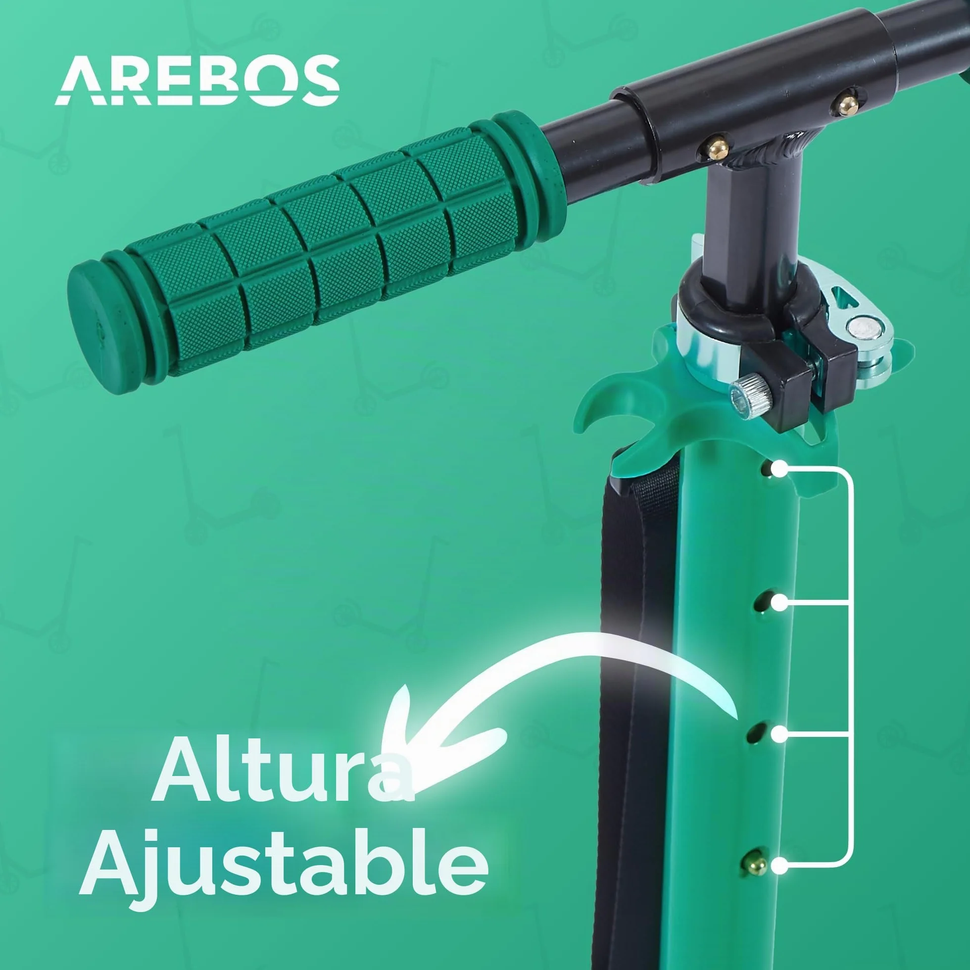 Arebos City Scooter Patinete a Pedales Patinete Regulable en Altura | Plegable | Incl. Correa de Transporte | Ruedas XXL | Freno de Pedal |para niños y Adultos |100kg de Capacidad de Carga