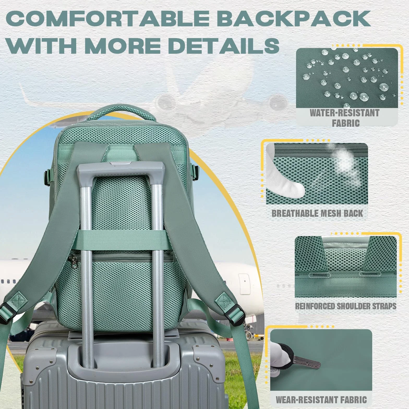 VMIKIV Mochila 40x30x20 Mochila Viaje Cabina Avion 40x20x25 para Ryanair Vueling Wizz Air Equipaje de Mano con Bolsillo Antirrobo Mochila Resistente al Agua con Compartimentos