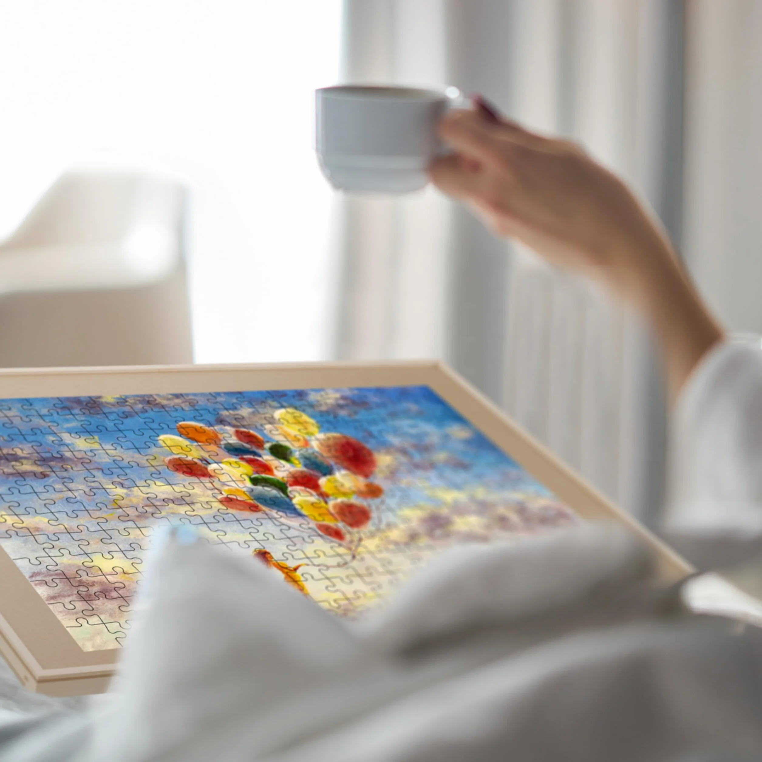 Relaxdays Tablero para Puzzles con 4 Cajones, Organizador Rompecabezas de 1500 Piezas, Giratorio, Inclinable