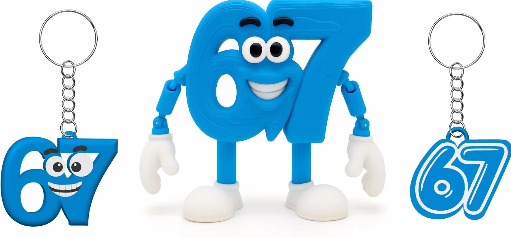 Pack Figura 67 + 2 Llaveros Six Seven – Figura 6 7 Articulada Brainrot Italian Memes 15x10,5 y 2 Llaveros de 9,5x6 cm – Colección Oficial Brainrot- Coleccion Brainrot Italian Memes Oficial Viral Meme